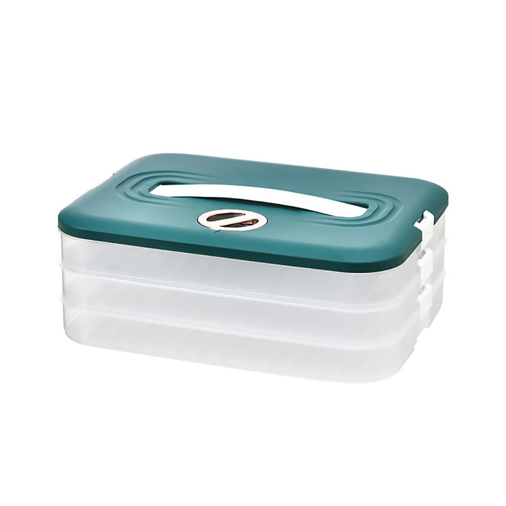 Refrigerator Food Shelf Dumpling Storage Box 3 Layered Stackable Food Storage Box Tray Container with Lid - Image 1