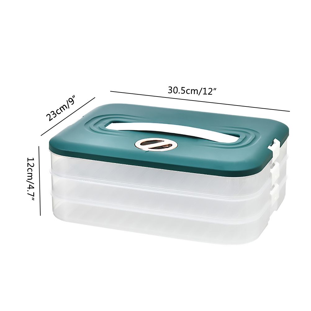 Refrigerator Food Shelf Dumpling Storage Box 3 Layered Stackable Food Storage Box Tray Container with Lid - Image 2