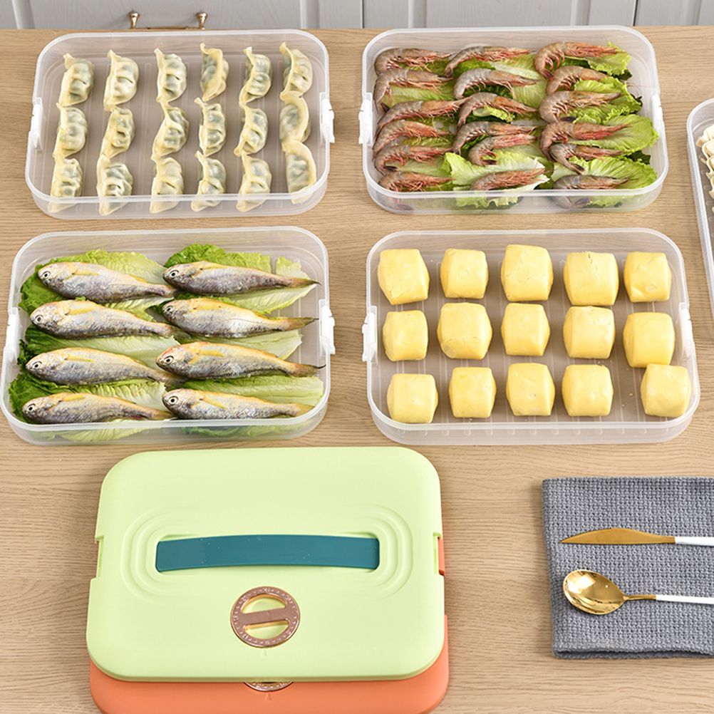 Refrigerator Food Shelf Dumpling Storage Box 3 Layered Stackable Food Storage Box Tray Container with Lid - Image 8