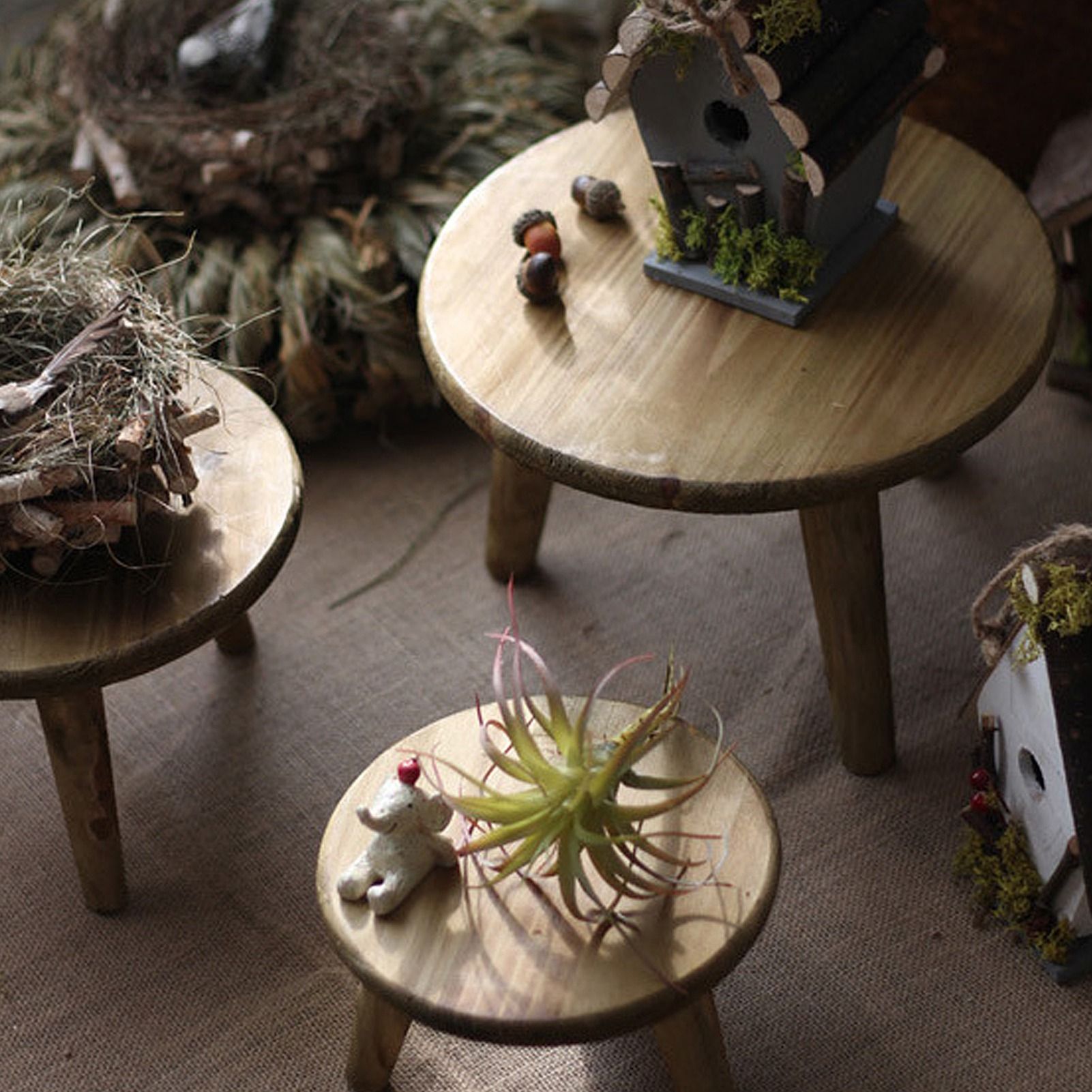 Desktop Decorative Storage Stool Balcony Flower Rack Wooden Flower Pot Stand Garden Ornaments Sundry Shooting Props - Image 3
