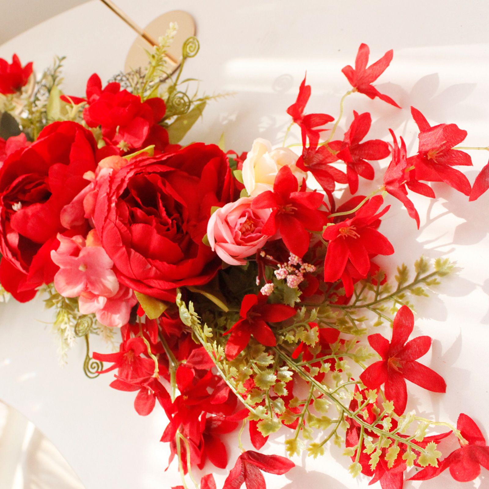 Spring Door Wreath Hanging Decorative Lintel Wreath Artificial Peony Flower Swag for Wedding Arch - Image 5