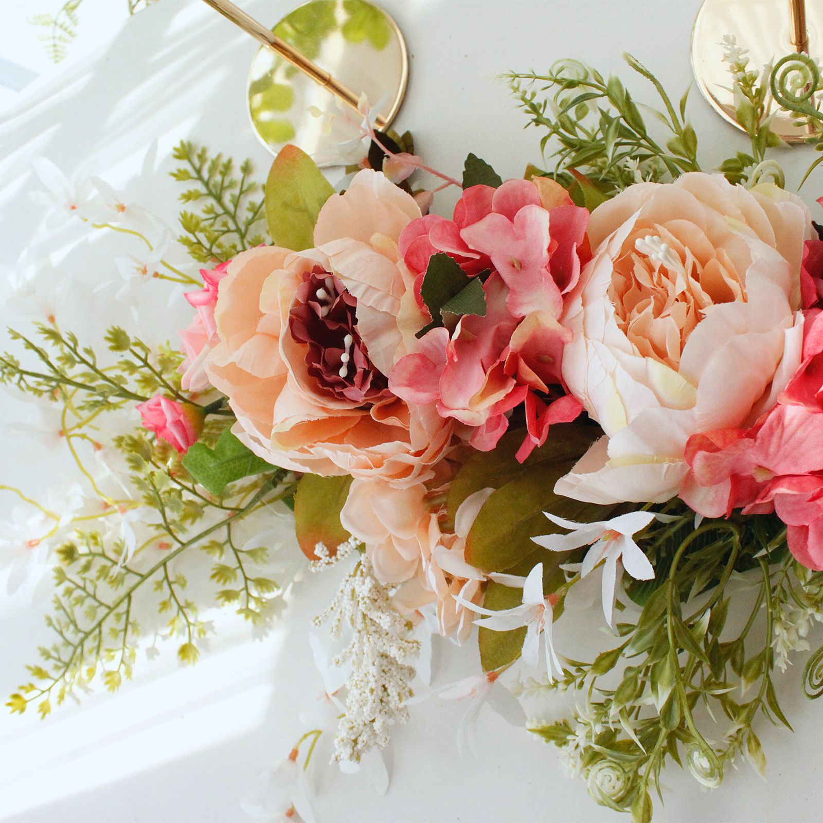 Spring Door Wreath Hanging Decorative Lintel Wreath Artificial Peony Flower Swag for Wedding Arch - Image 6