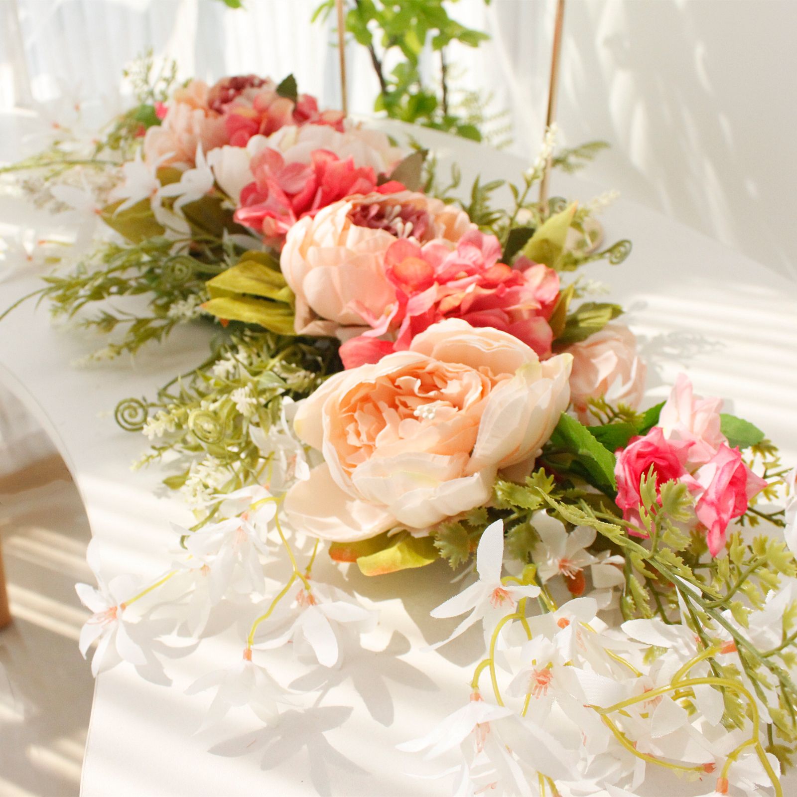 Spring Door Wreath Hanging Decorative Lintel Wreath Artificial Peony Flower Swag for Wedding Arch - Image 7