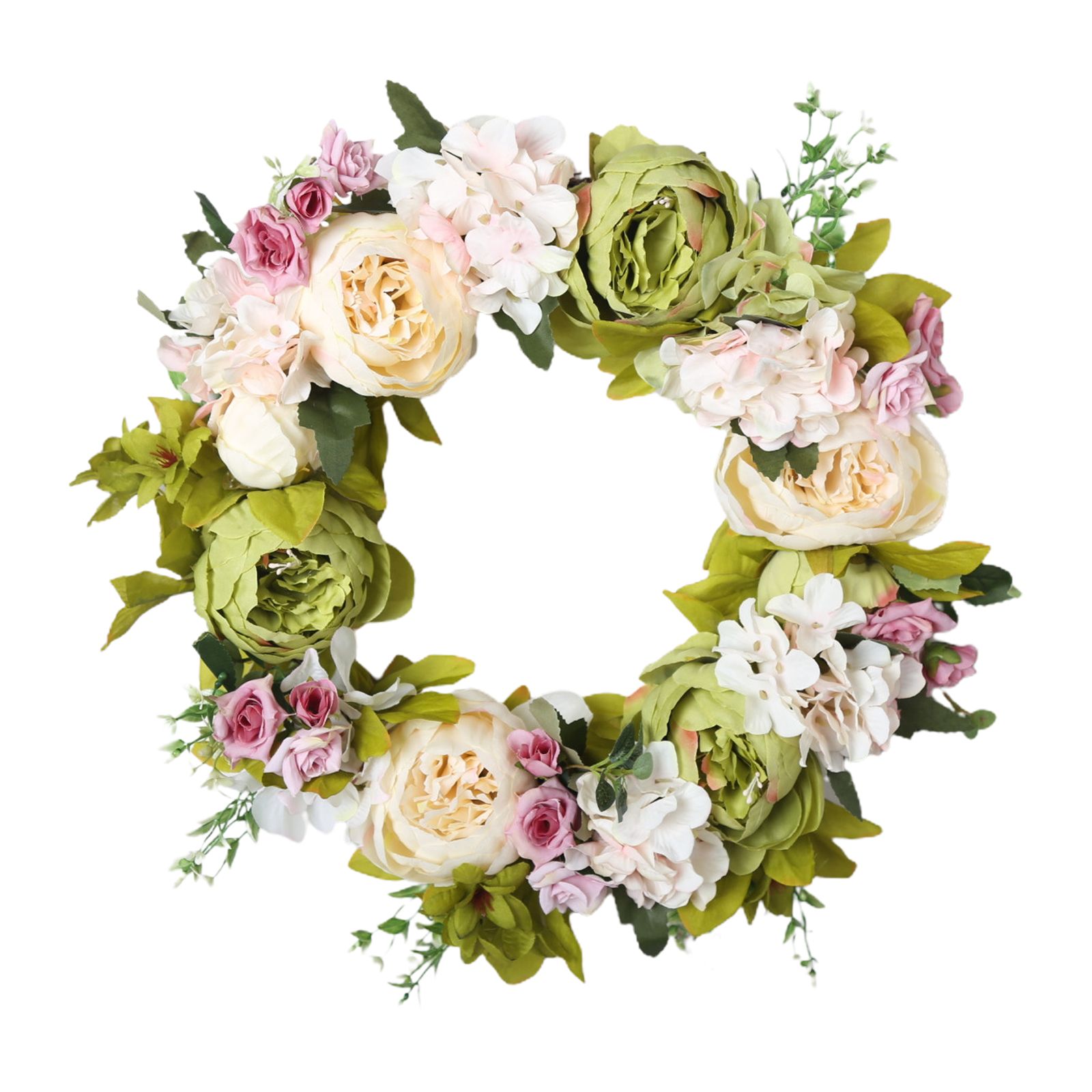 Christmas Wreath Handcraft Peony Wreath Artificial Spring Garland Wreath for Door Wall Wedding Party Home Decor - Image 1