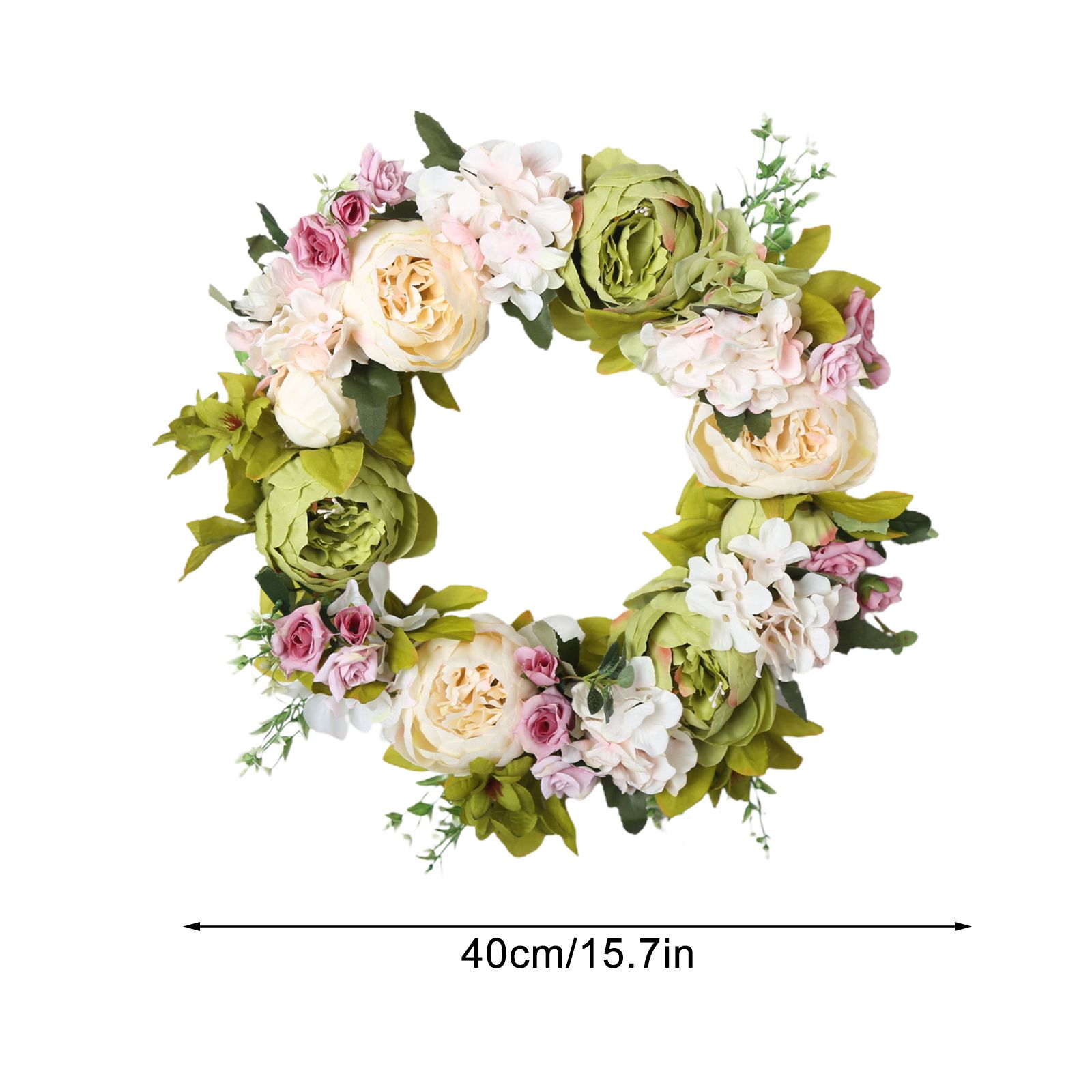 Christmas Wreath Handcraft Peony Wreath Artificial Spring Garland Wreath for Door Wall Wedding Party Home Decor - Image 5
