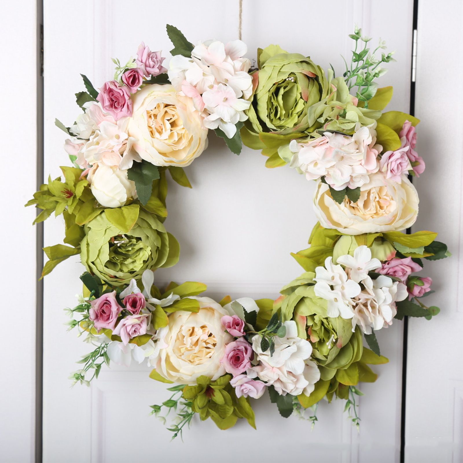 Christmas Wreath Handcraft Peony Wreath Artificial Spring Garland Wreath for Door Wall Wedding Party Home Decor - Image 6