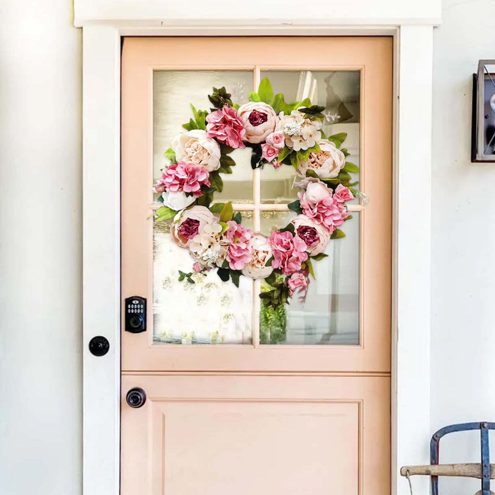 Christmas Wreath Handcraft Peony Wreath Artificial Spring Garland Wreath for Door Wall Wedding Party Home Decor - Image 7