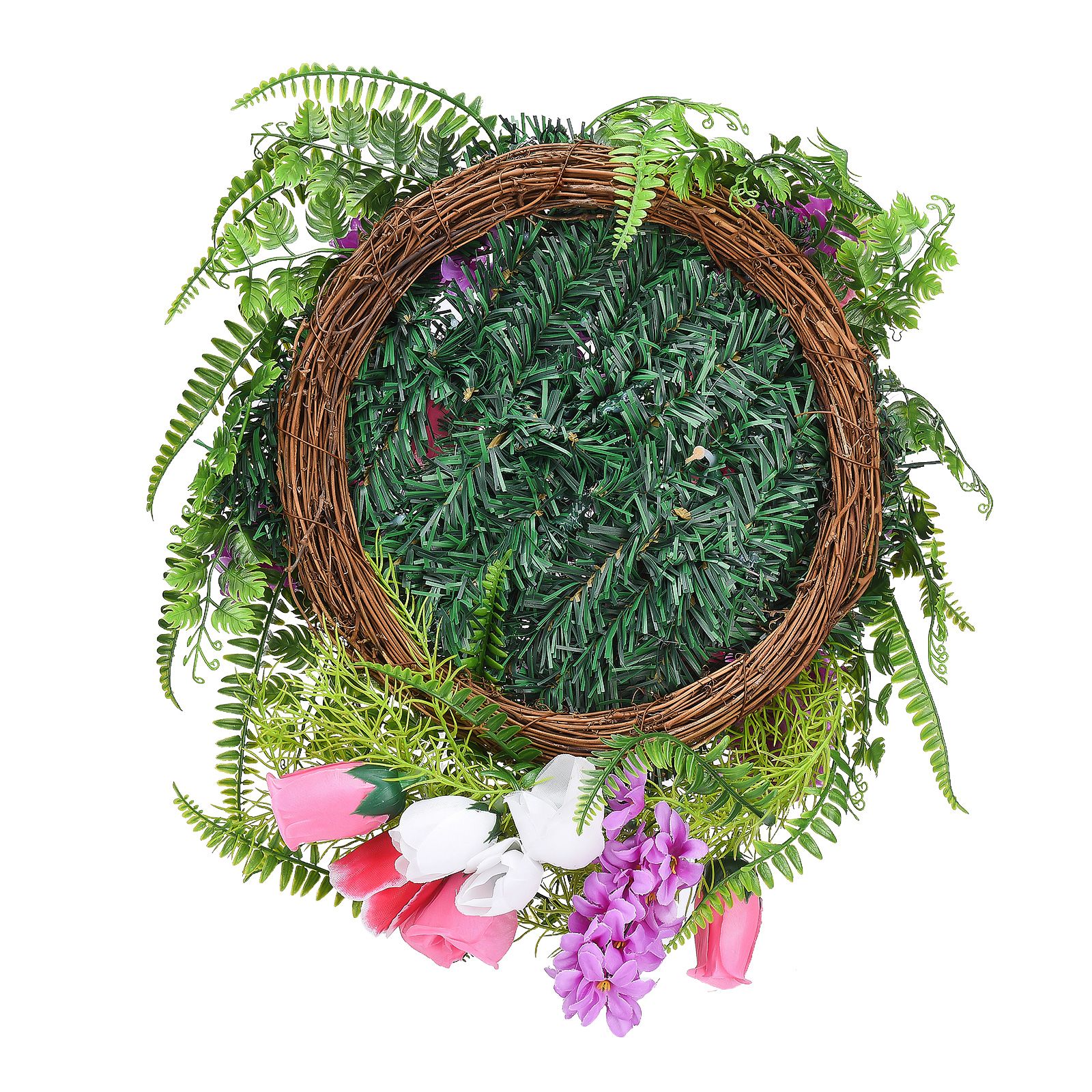Artificial Flower Wreath Wreath with Lilacs Hyacinths Hydrangeas Spring Summer Floral Greenery Wreath E Large - Image 5