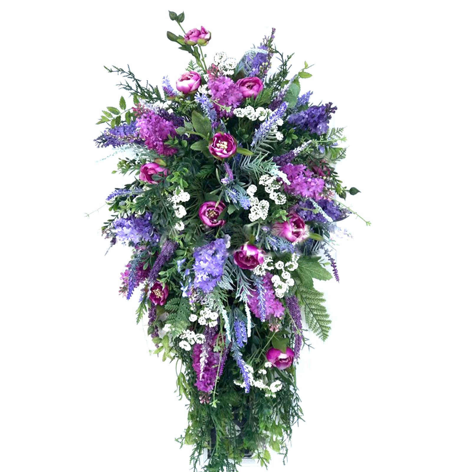 Artificial Flower Wreath Wreath with Lilacs Hyacinths Hydrangeas Spring Summer Floral Greenery Wreath B Large - Image 1