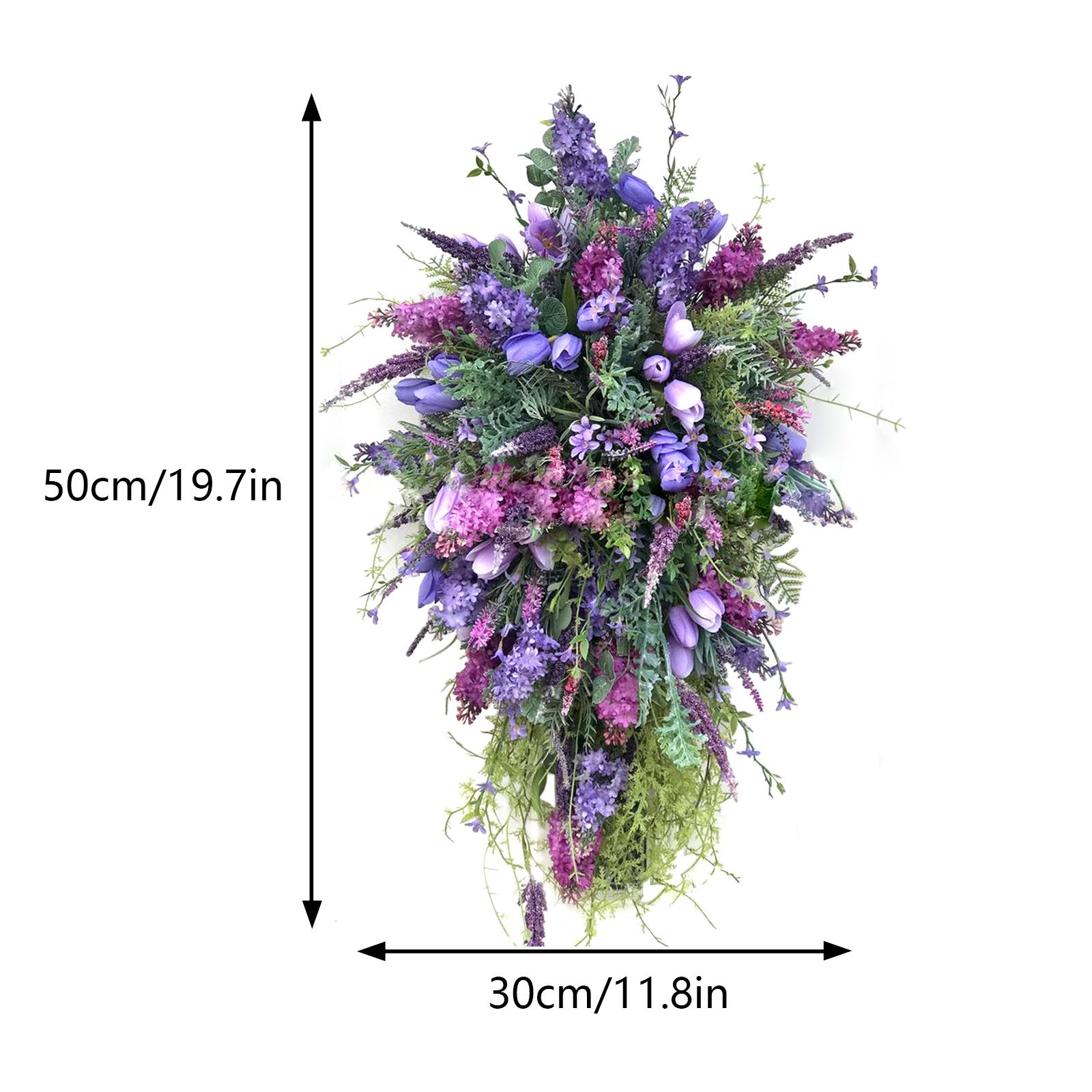 Artificial Flower Wreath Wreath with Lilacs Hyacinths Hydrangeas Spring Summer Floral Greenery Wreath B Large - Image 6
