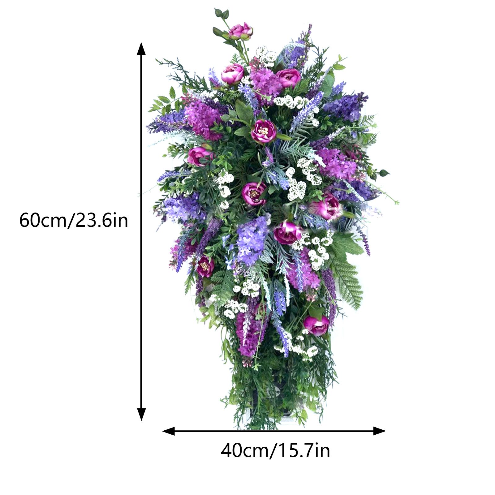 Artificial Flower Wreath Wreath with Lilacs Hyacinths Hydrangeas Spring Summer Floral Greenery Wreath B Large - Image 7