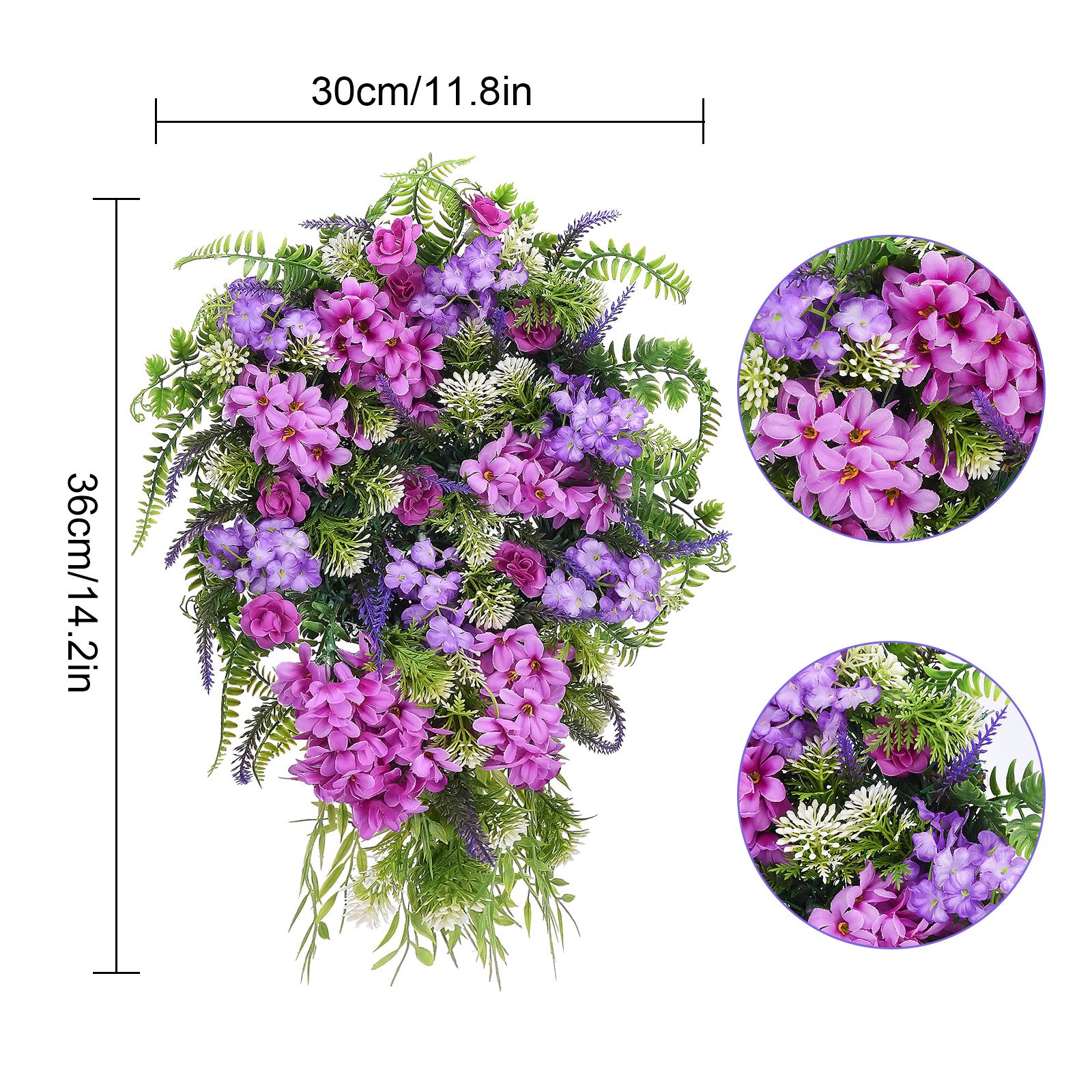 Artificial Flower Wreath Wreath with Lilacs Hyacinths Hydrangeas Spring Summer Floral Greenery Wreath B Large - Image 8