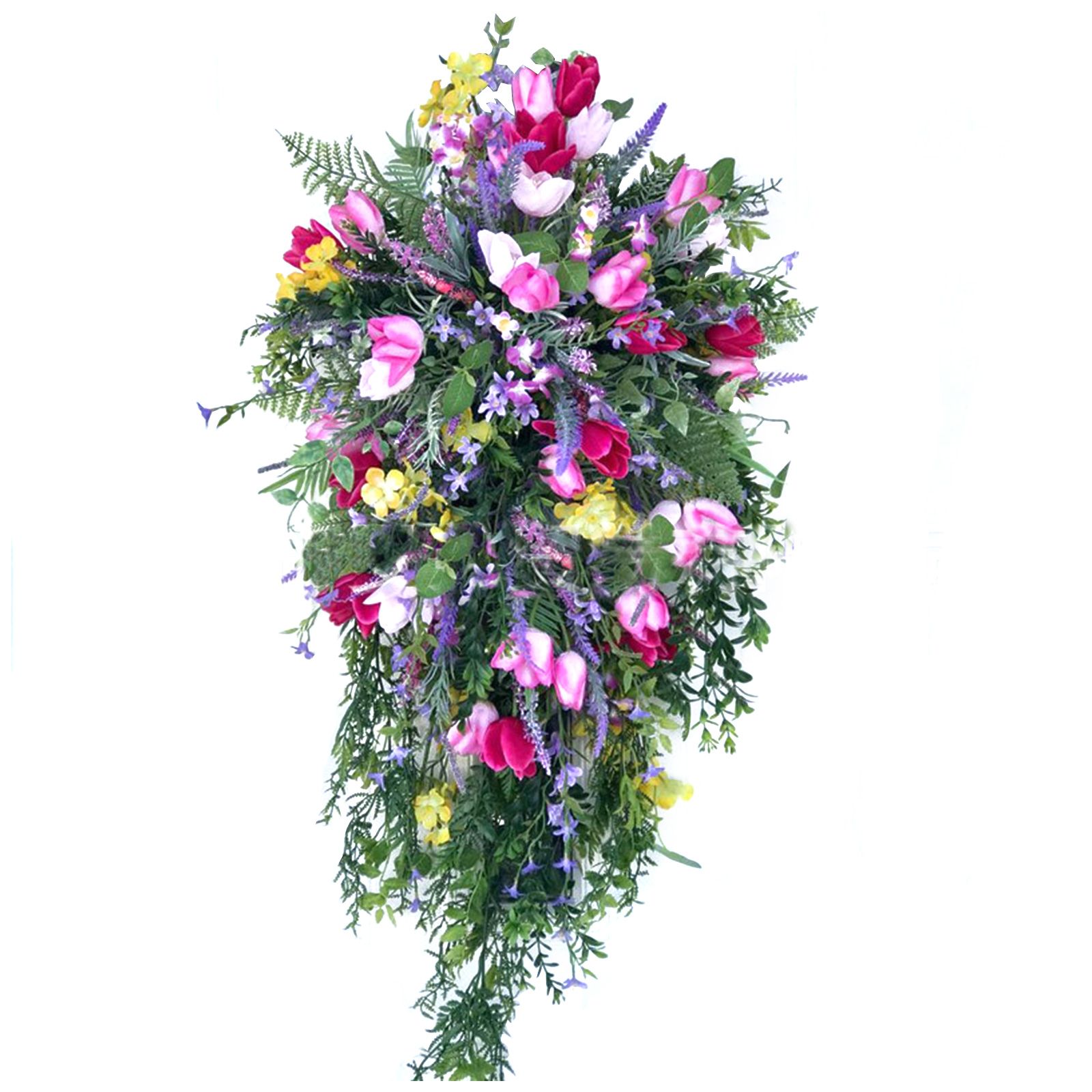 Artificial Flower Wreath Wreath with Lilacs Hyacinths Hydrangeas Spring Summer Floral Greenery Wreath E Small - Image 1