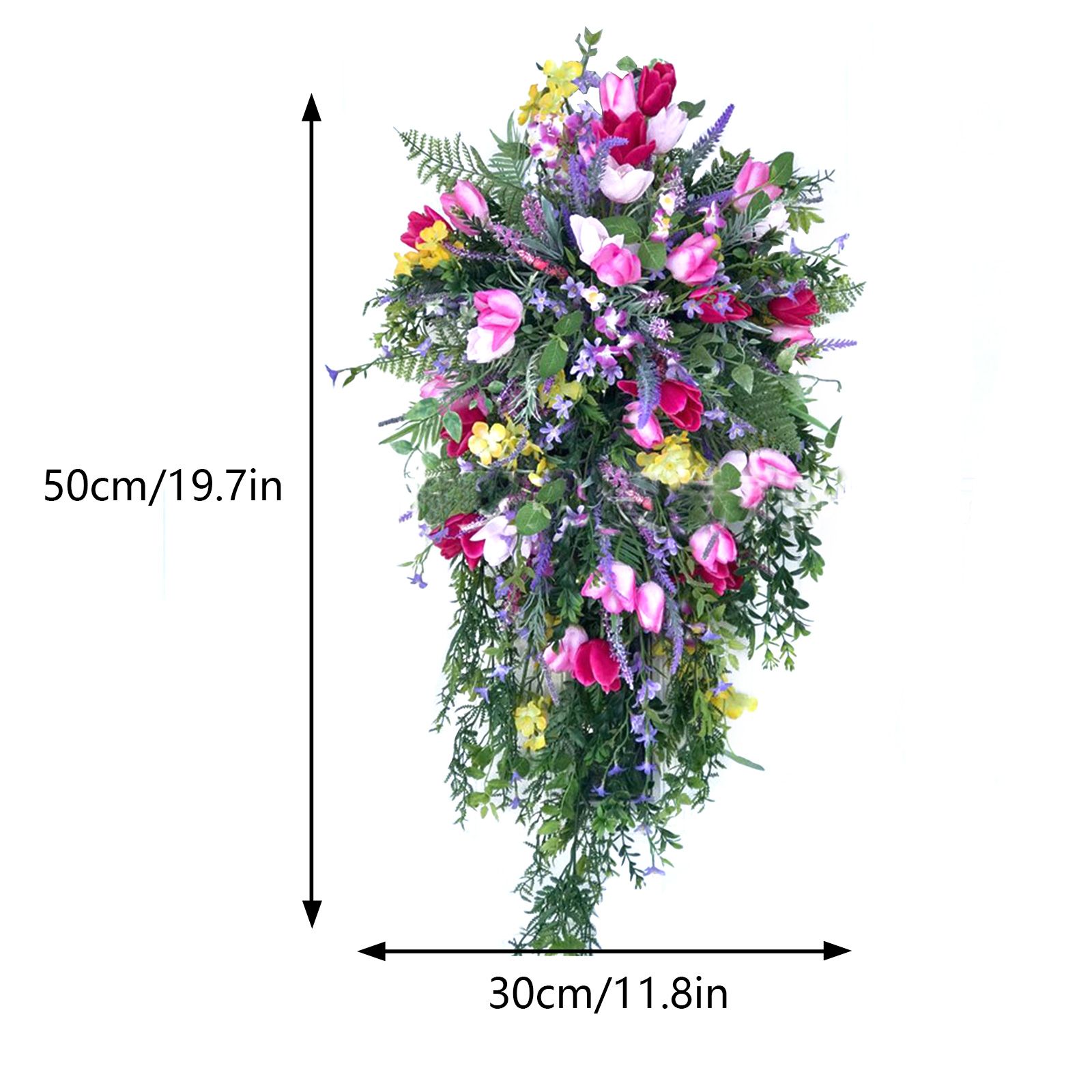 Artificial Flower Wreath Wreath with Lilacs Hyacinths Hydrangeas Spring Summer Floral Greenery Wreath E Small - Image 4