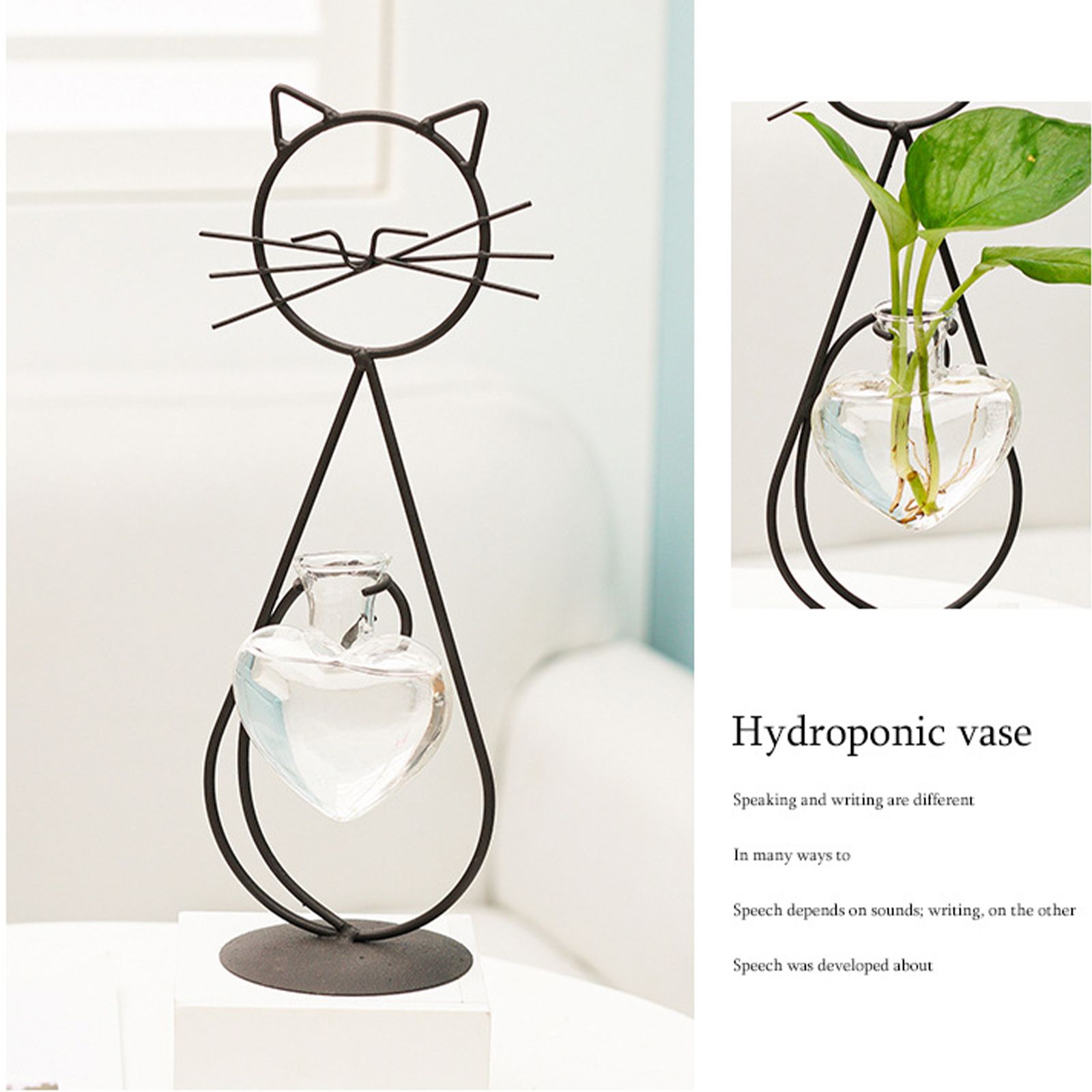 Simple Cat Iron Flower Ware Hydroponic Flower Arrangement Vase - Image 6
