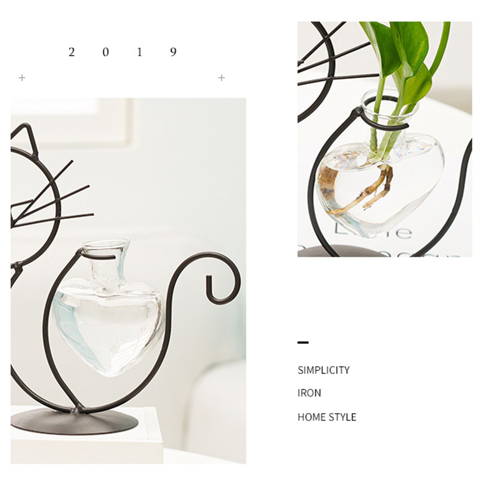 Simple Cat Iron Flower Ware Hydroponic Flower Arrangement Vase - Image 5