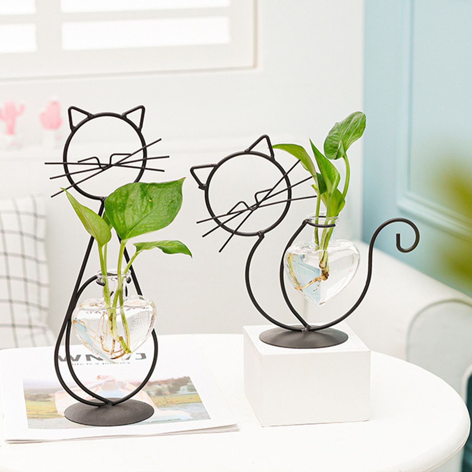 Simple Cat Iron Flower Ware Hydroponic Flower Arrangement Vase - Image 8