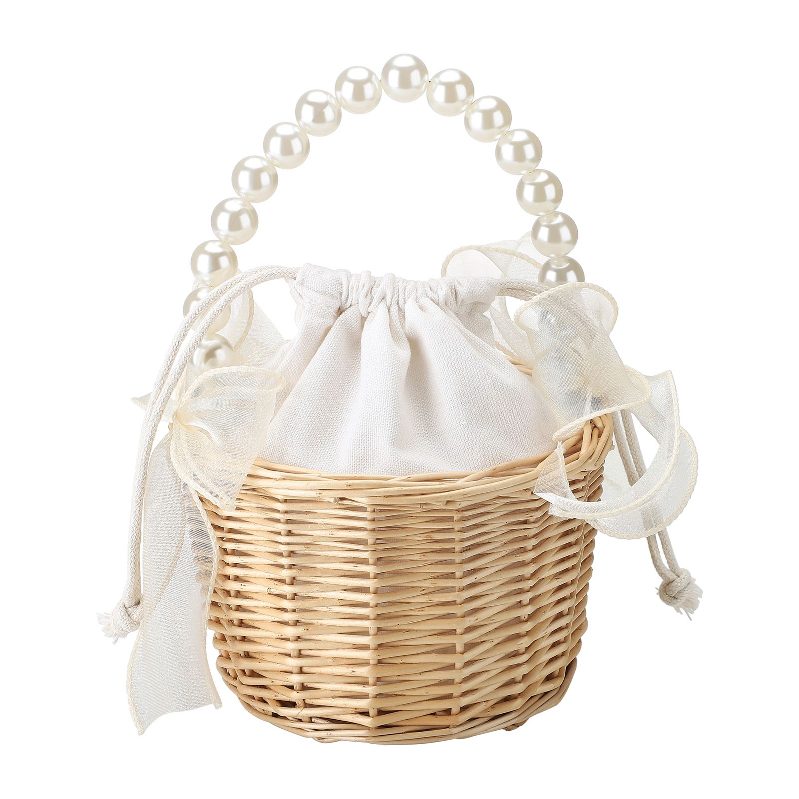 Wedding Ceremony Ring Pillow Flower Basket Portable Burlap Bowknot Vintage Wedding Basket - Image 3