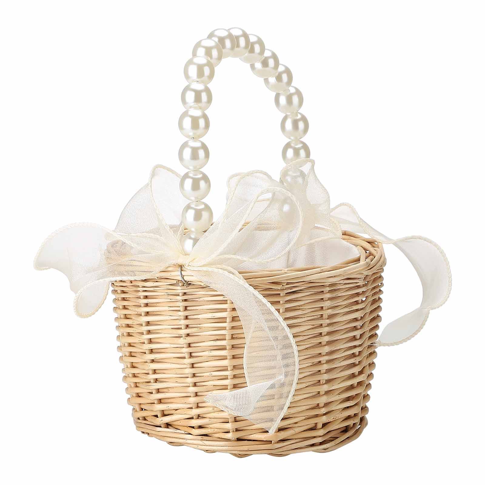 Wedding Ceremony Ring Pillow Flower Basket Portable Burlap Bowknot Vintage Wedding Basket - Image 6