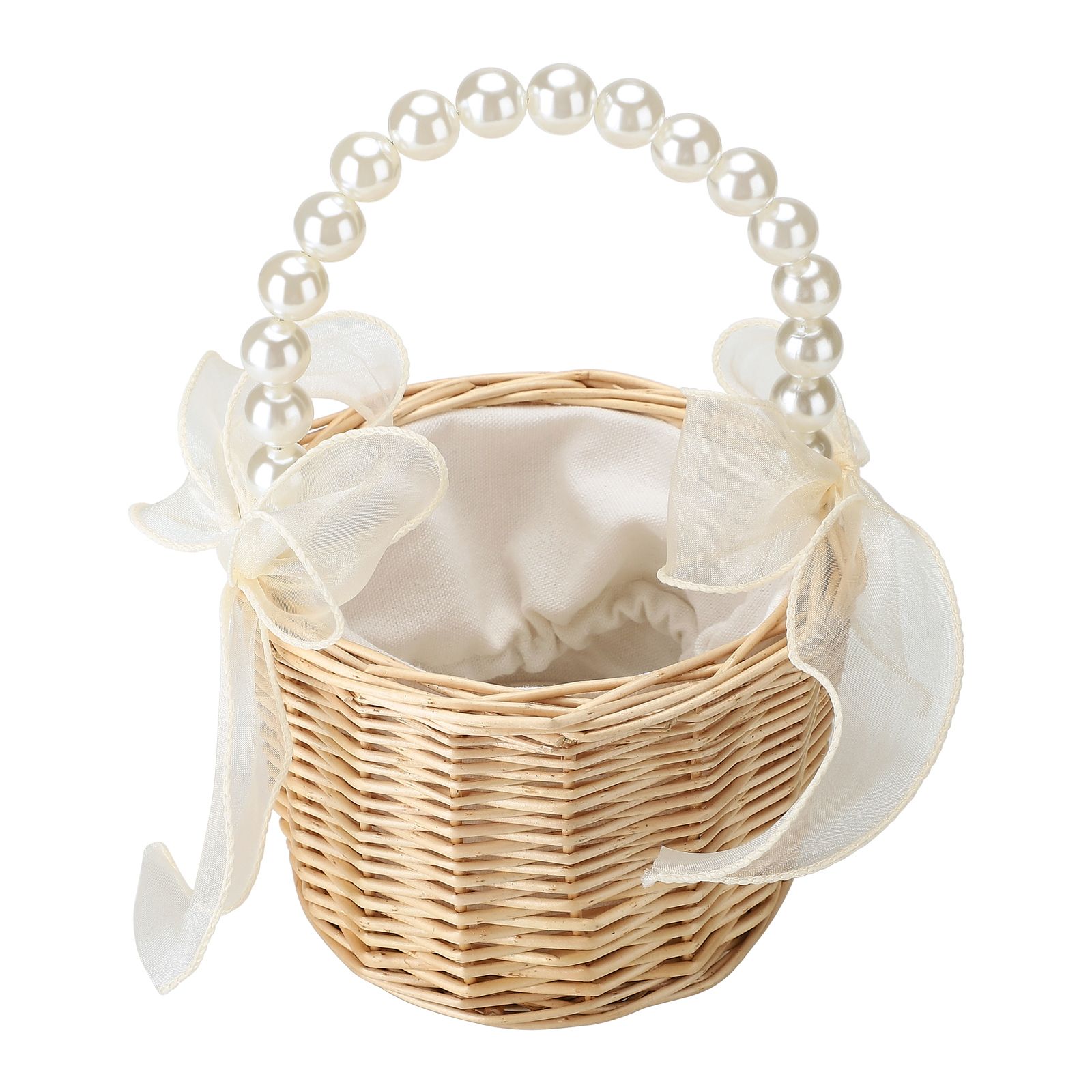 Wedding Ceremony Ring Pillow Flower Basket Portable Burlap Bowknot Vintage Wedding Basket - Image 8