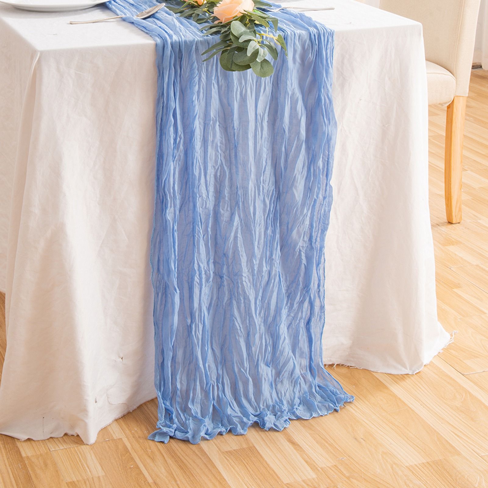 Pleated Cheese Cloth Table Flag Foldable Table Runner for Dining Table - Image 2
