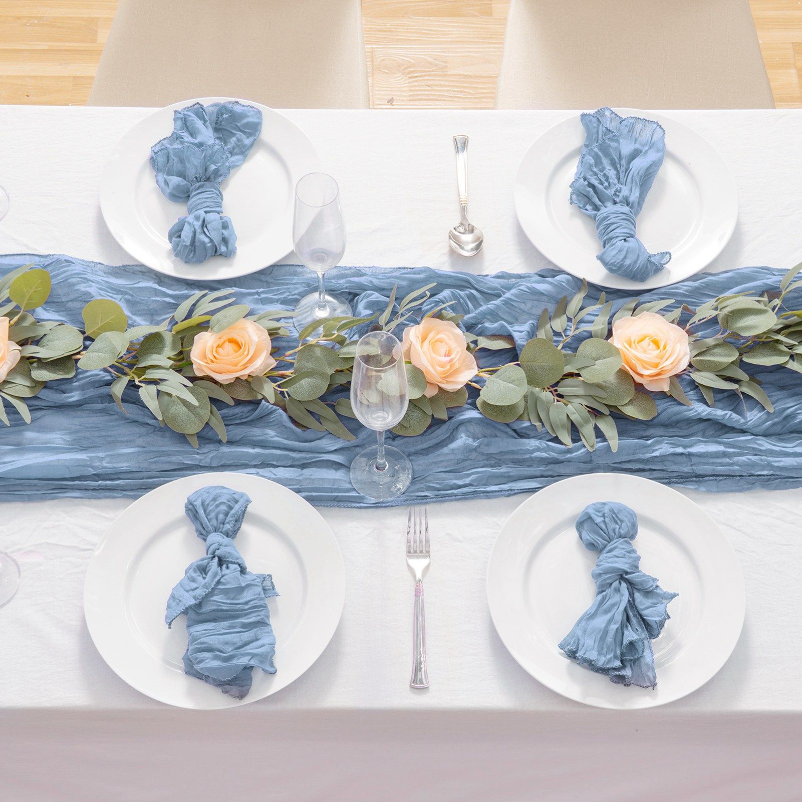 Pleated Cheese Cloth Table Flag Foldable Table Runner for Dining Table - Image 3