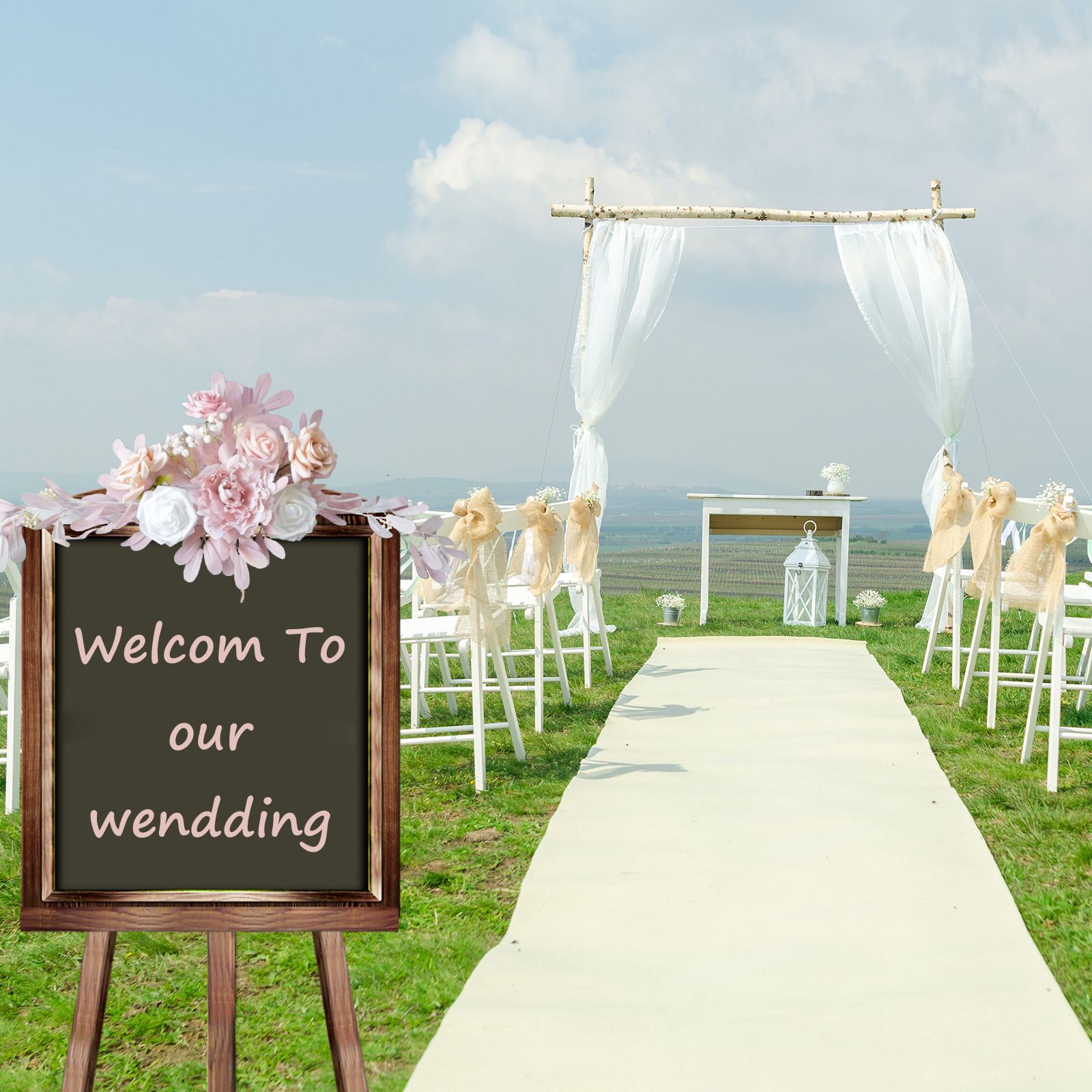 Wedding Party Welcome Sign Flower Decoration - Image 5
