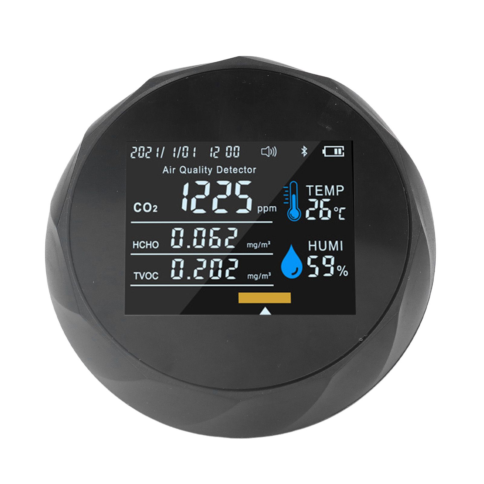 Air Quality Monitor Real Time Intelligent Color Screen Display USB Charging Portable Digital Air Quality Detector 5VBlack - Image 2