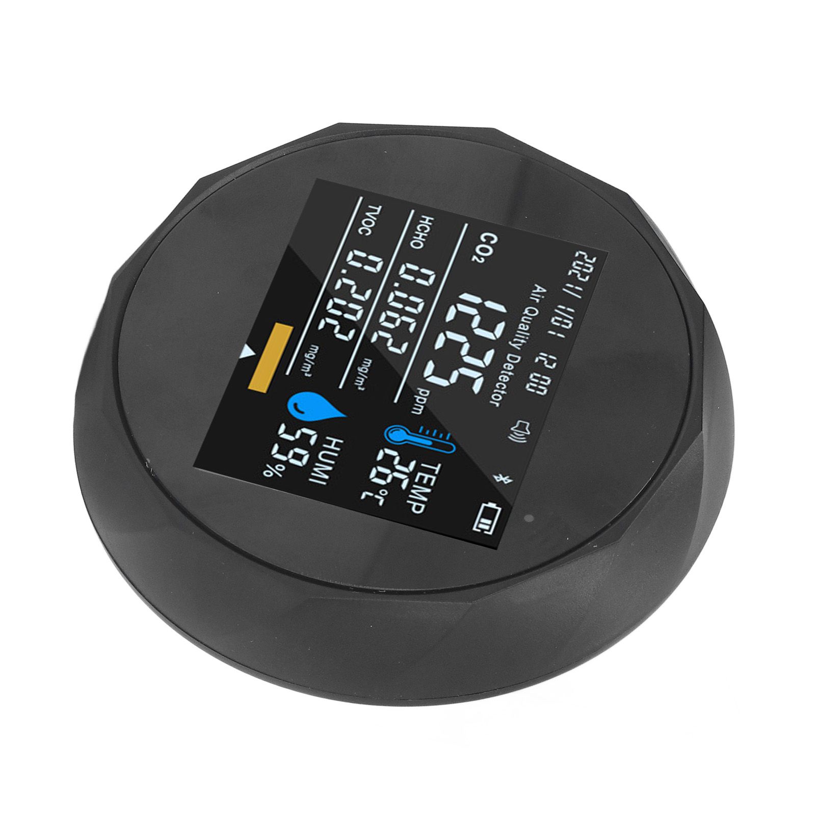 Air Quality Monitor Real Time Intelligent Color Screen Display USB Charging Portable Digital Air Quality Detector 5VBlack - Image 3