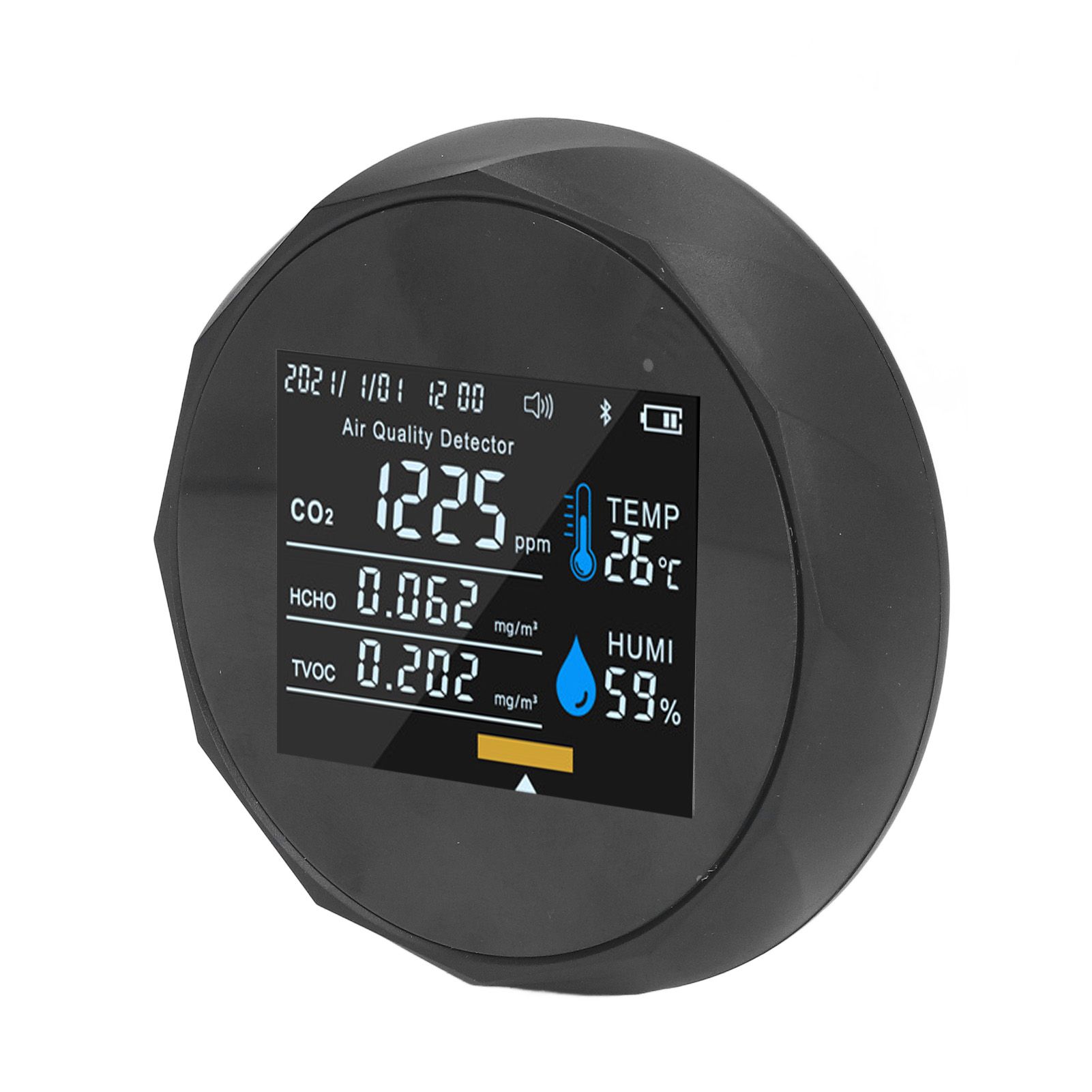 Air Quality Monitor Real Time Intelligent Color Screen Display USB Charging Portable Digital Air Quality Detector 5VBlack - Image 4