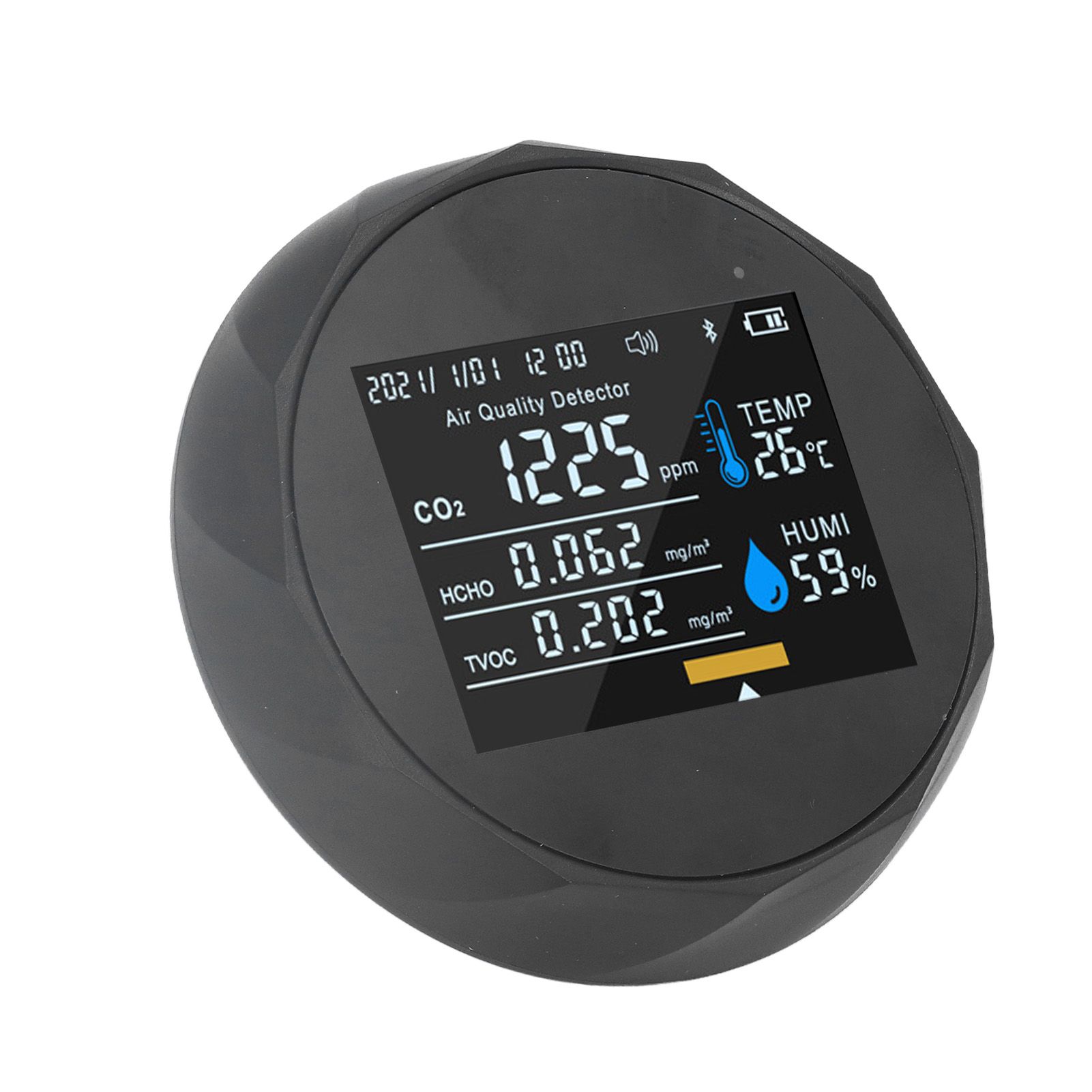 Air Quality Monitor Real Time Intelligent Color Screen Display USB Charging Portable Digital Air Quality Detector 5VBlack - Image 5