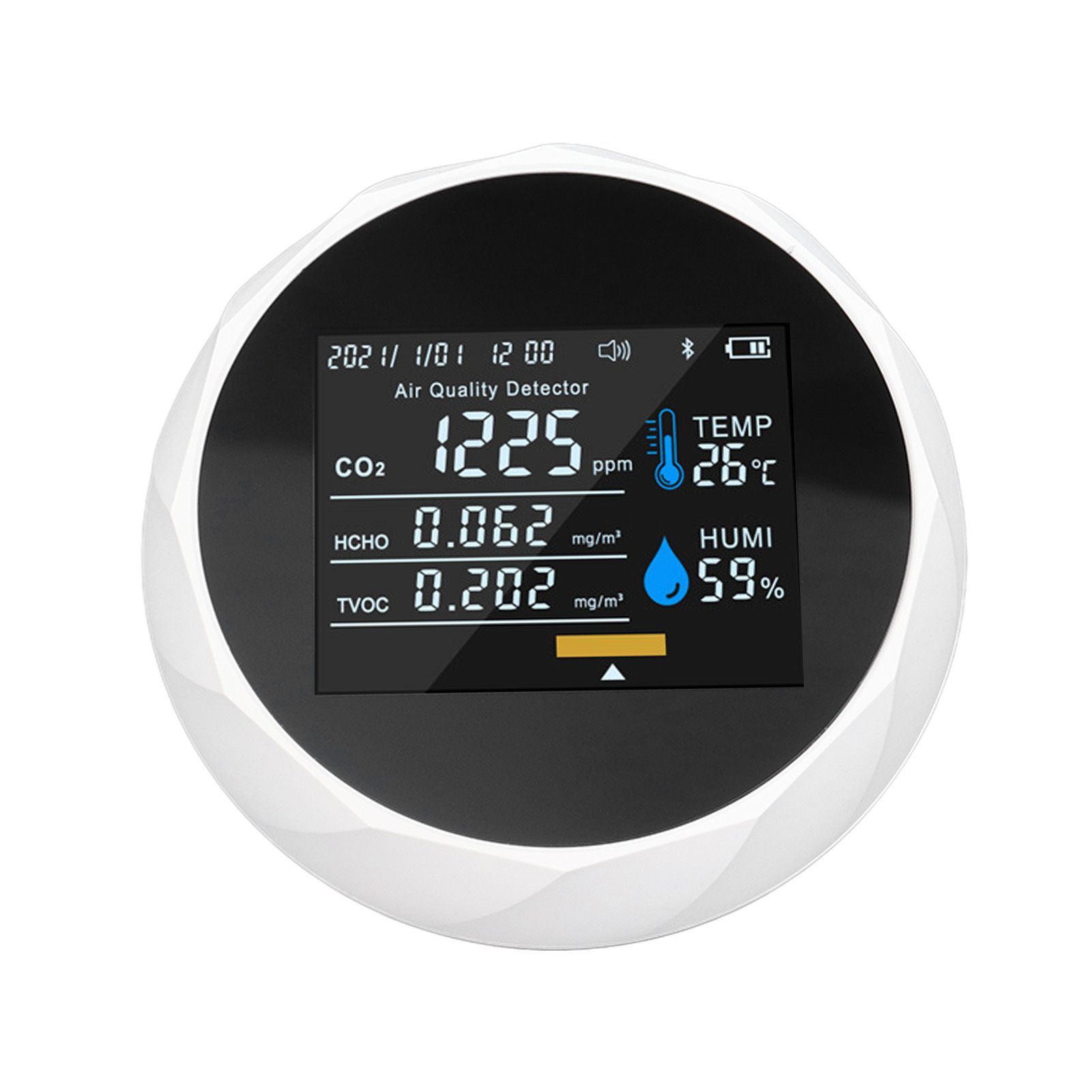Air Quality Monitor Real Time Intelligent Color Screen Display USB Charging Portable Digital Air Quality Detector 5VWhite - Image 2