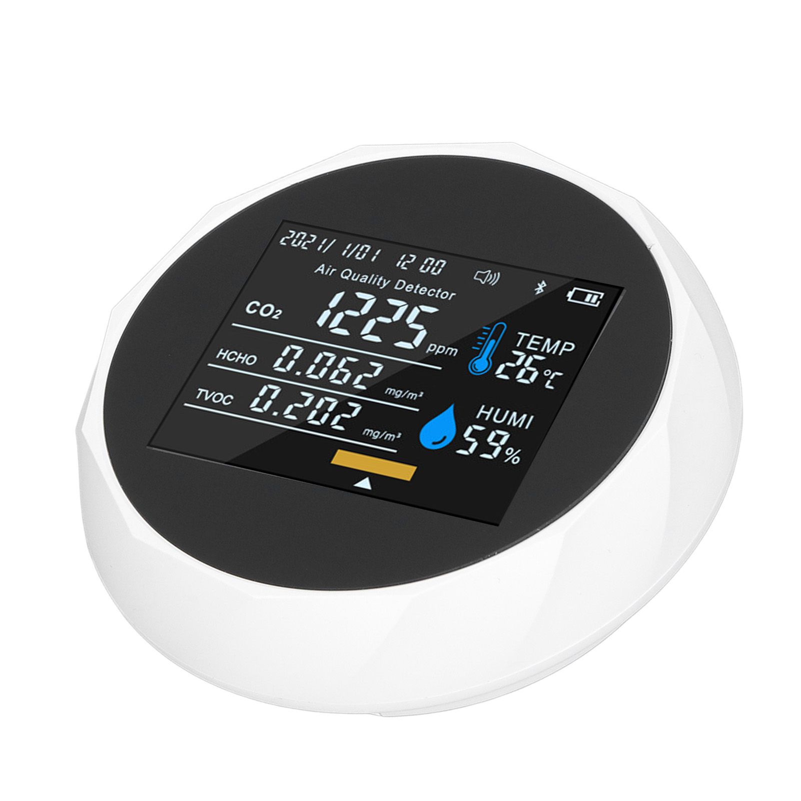 Air Quality Monitor Real Time Intelligent Color Screen Display USB Charging Portable Digital Air Quality Detector 5VWhite - Image 3