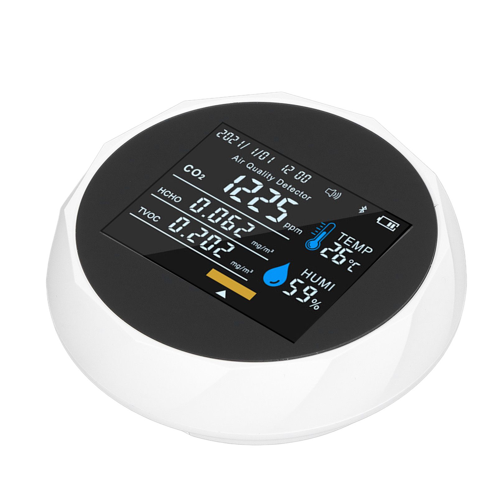 Air Quality Monitor Real Time Intelligent Color Screen Display USB Charging Portable Digital Air Quality Detector 5VWhite - Image 4