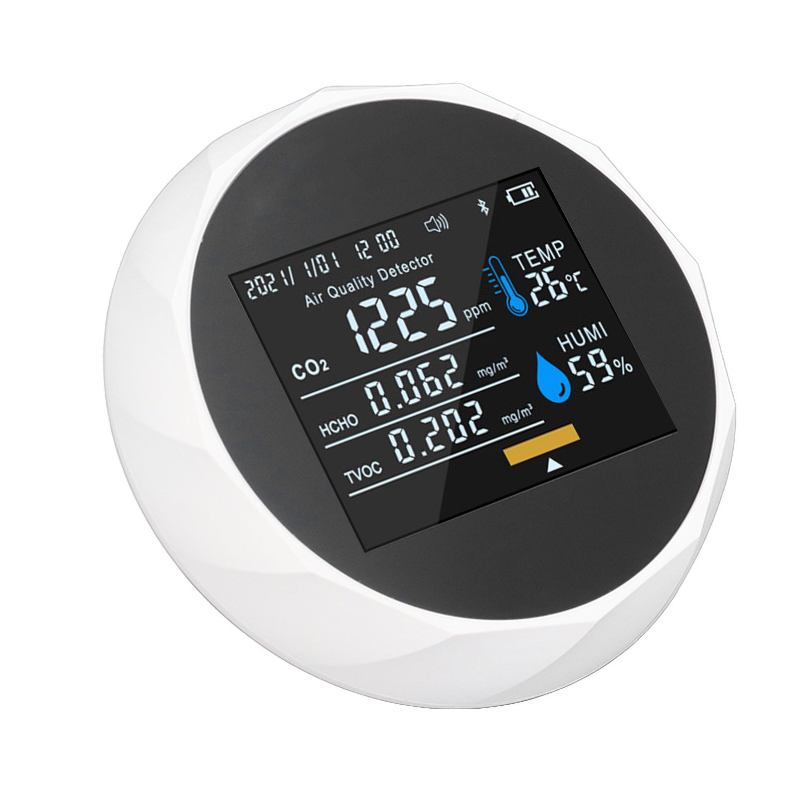 Air Quality Monitor Real Time Intelligent Color Screen Display USB Charging Portable Digital Air Quality Detector 5VWhite - Image 6