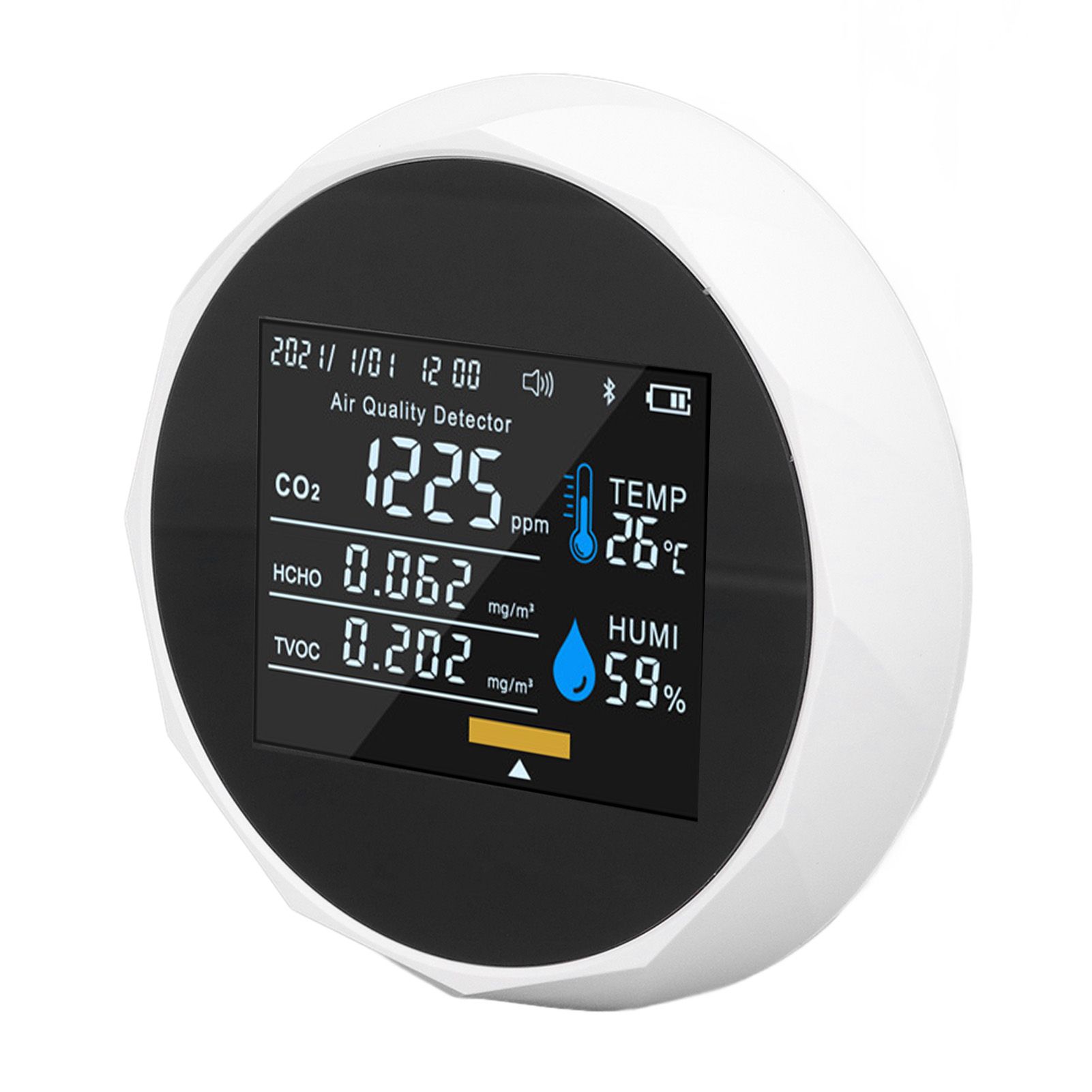 Air Quality Monitor Real Time Intelligent Color Screen Display USB Charging Portable Digital Air Quality Detector 5VWhite - Image 8