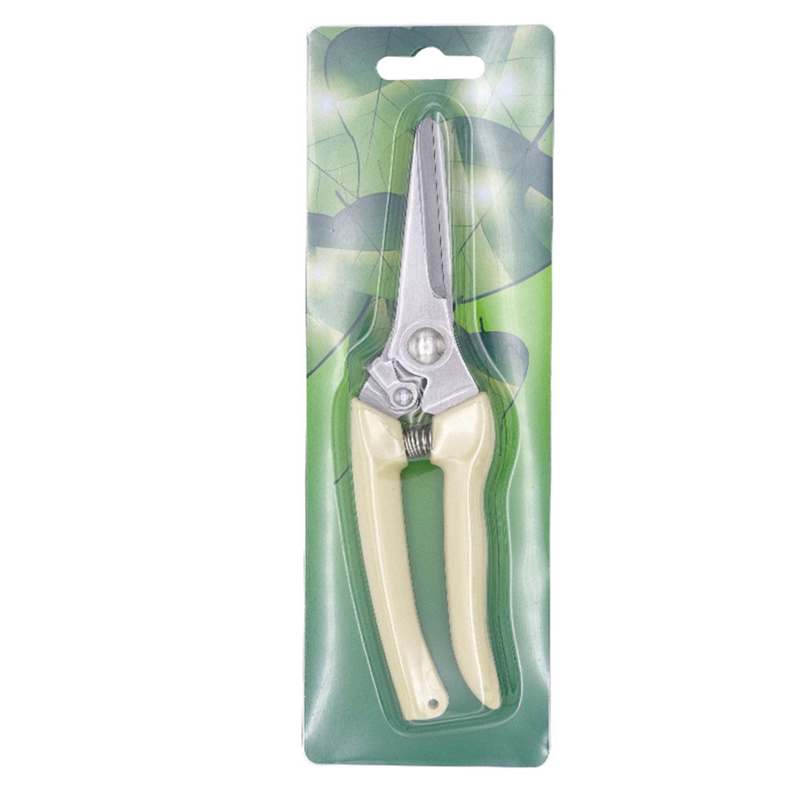 Garden Shears Stainless Steel High Hardness Elastic Spring Effort Saving Safe Lock High Sharpness Garden ScissorsStraight - Image 1