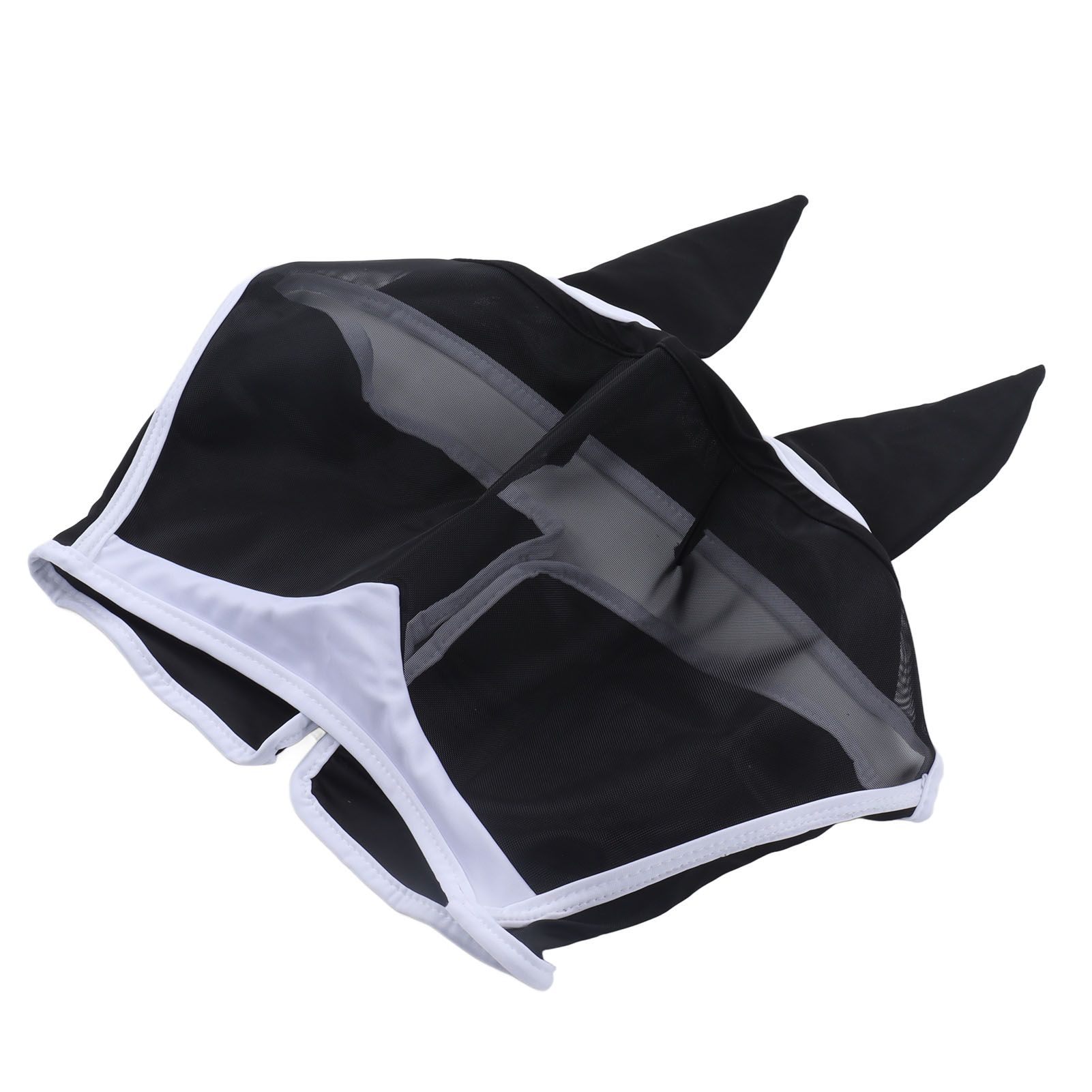 Horse Fly Mask Breathable Comfortable Soft Fine Mesh Design Horse Face Mask Horse Supplies with Ears Black - Image 4