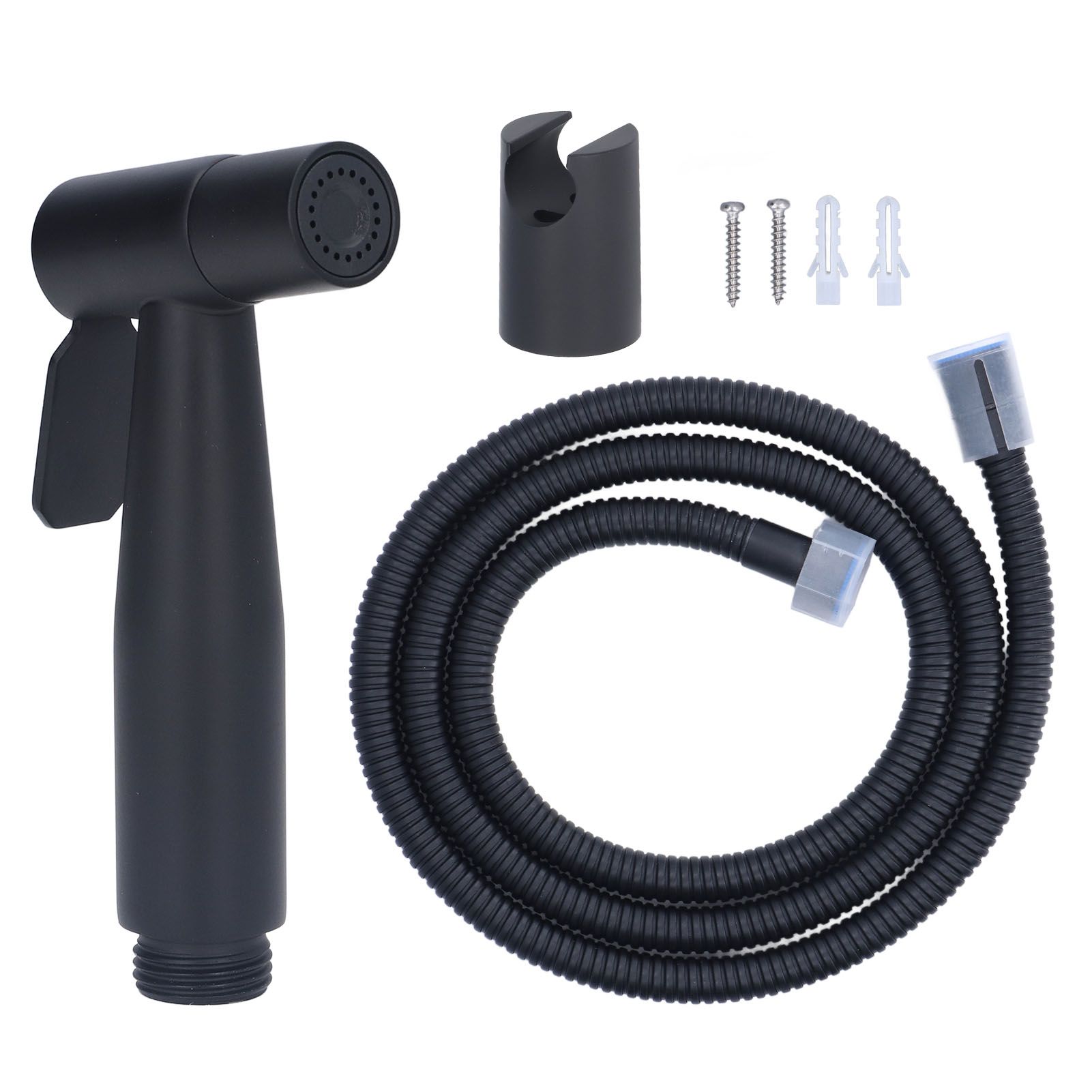 Bidet Sprayer Stainless Steel G1/2 Adjustable Water Pressure Portable Space Saving Easy Installation Handheld Bidet SprayerMatte Black - Image 1