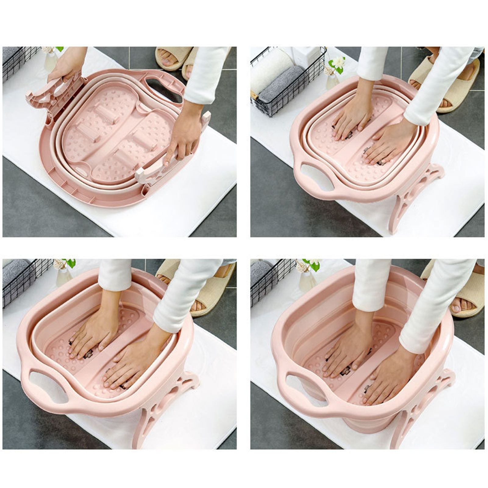 Foot Soaking Bath Basin Foldable Portable Roller Design SPA Massage Bucket for Relieving Feet Pain AchesPink - Image 5