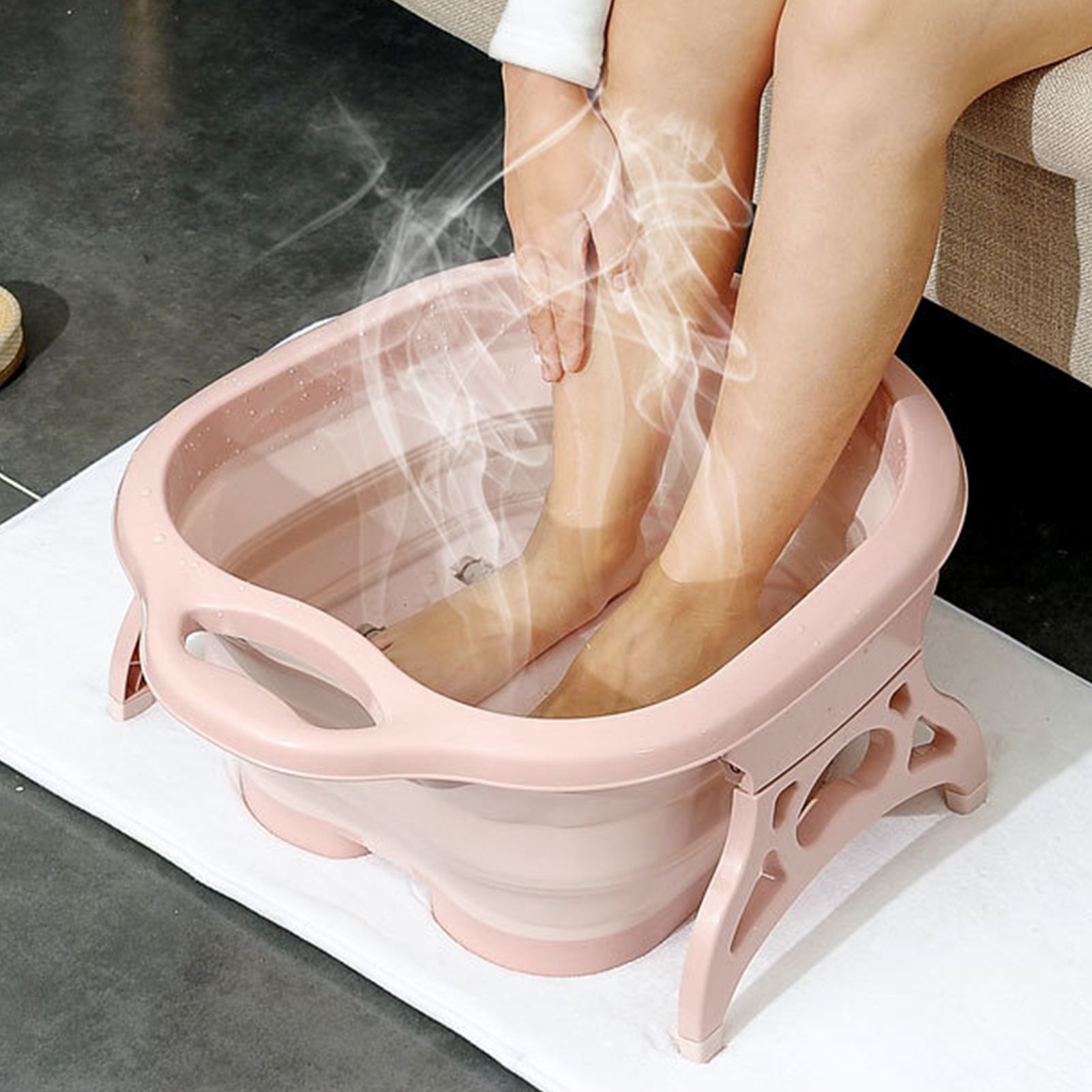 Foot Soaking Bath Basin Foldable Portable Roller Design SPA Massage Bucket for Relieving Feet Pain AchesPink - Image 6