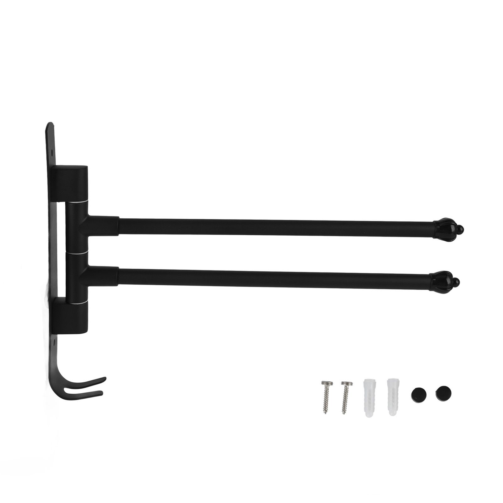 Stainless Steel Swivel Towel Hanger Holder Black Rotating Movable Towel Bar for Bathroom Wardrobe Kitchen2 Arms - Image 1