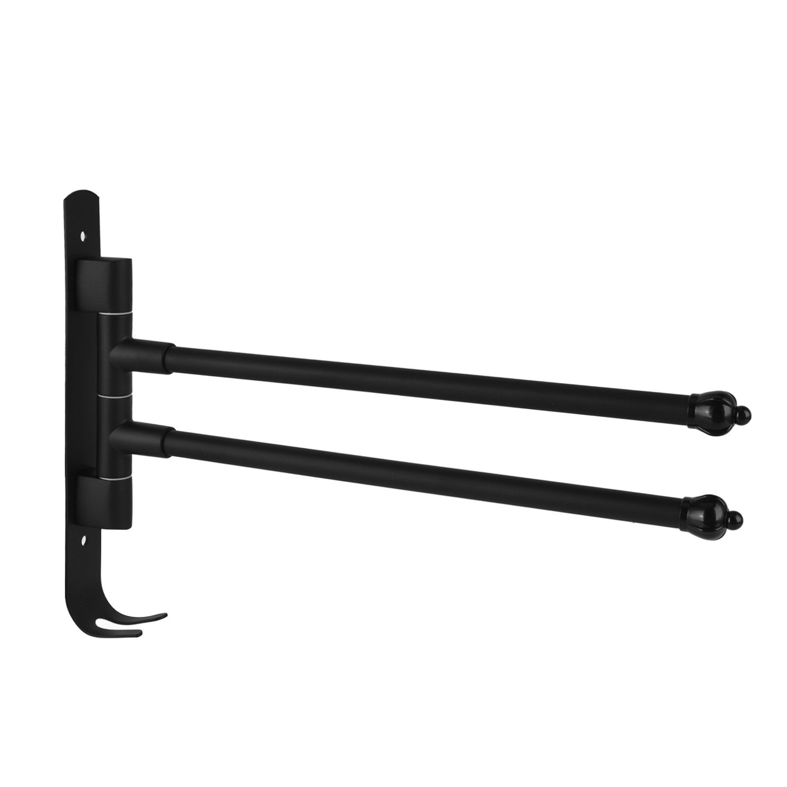 Stainless Steel Swivel Towel Hanger Holder Black Rotating Movable Towel Bar for Bathroom Wardrobe Kitchen2 Arms - Image 2
