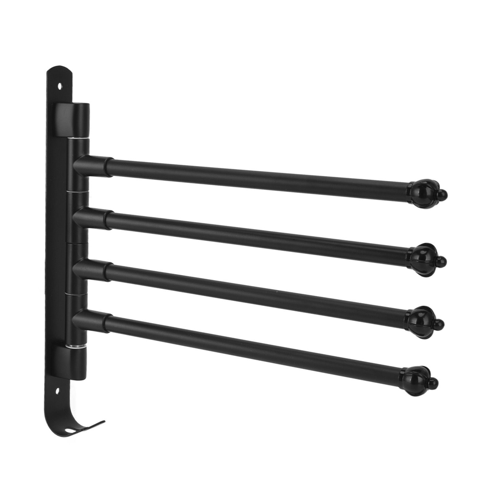 Stainless Steel Swivel Towel Hanger Holder Black Rotating Movable Towel Bar for Bathroom Wardrobe Kitchen4 Arms - Image 2
