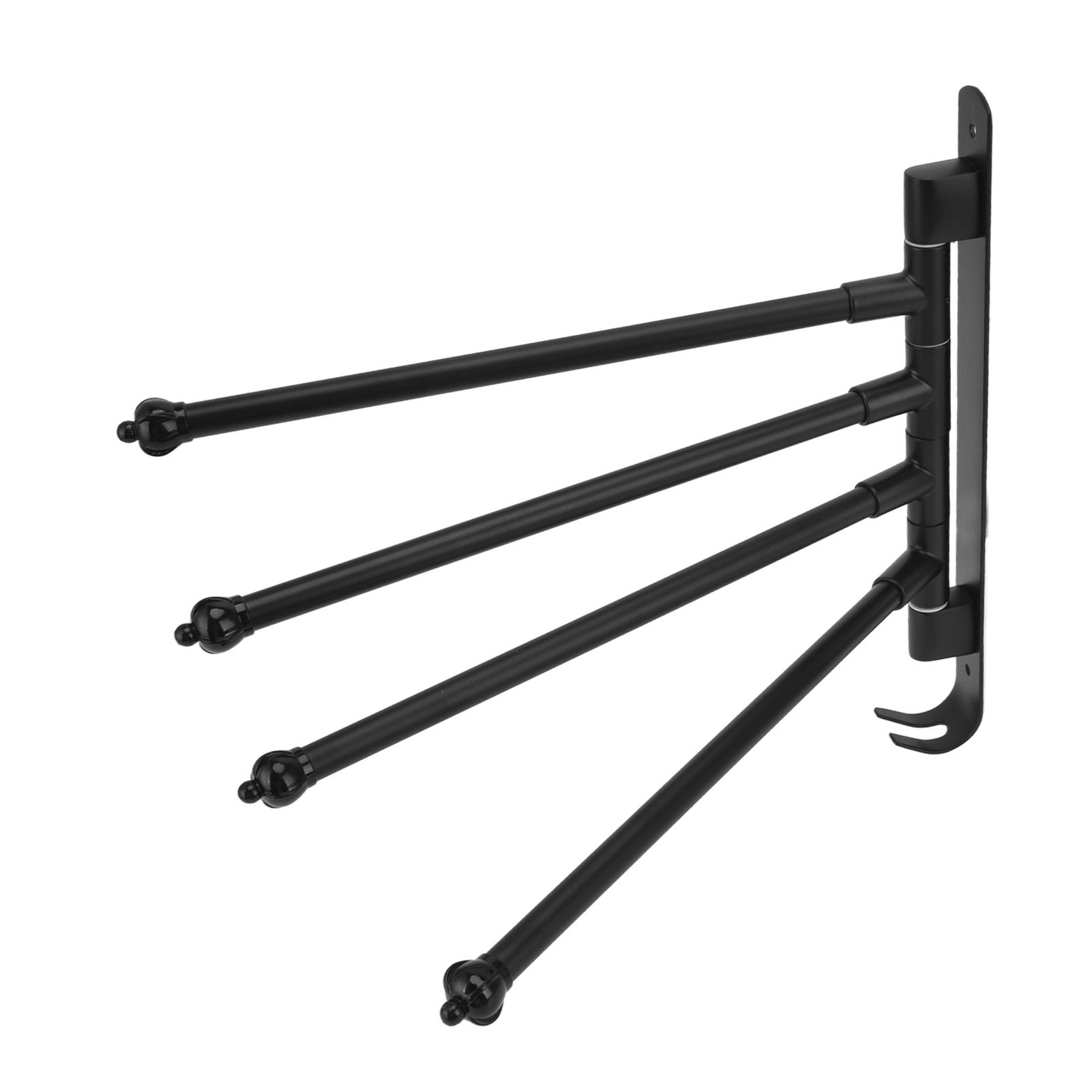 Stainless Steel Swivel Towel Hanger Holder Black Rotating Movable Towel Bar for Bathroom Wardrobe Kitchen4 Arms - Image 3