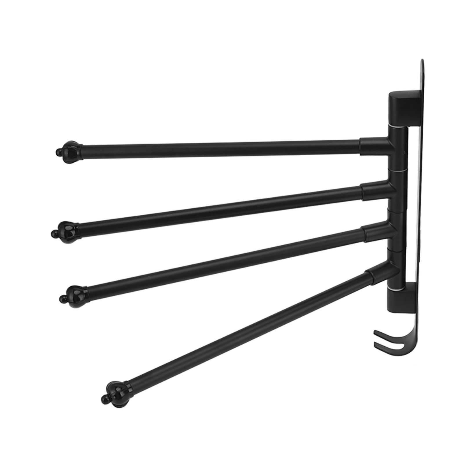 Stainless Steel Swivel Towel Hanger Holder Black Rotating Movable Towel Bar for Bathroom Wardrobe Kitchen4 Arms - Image 4