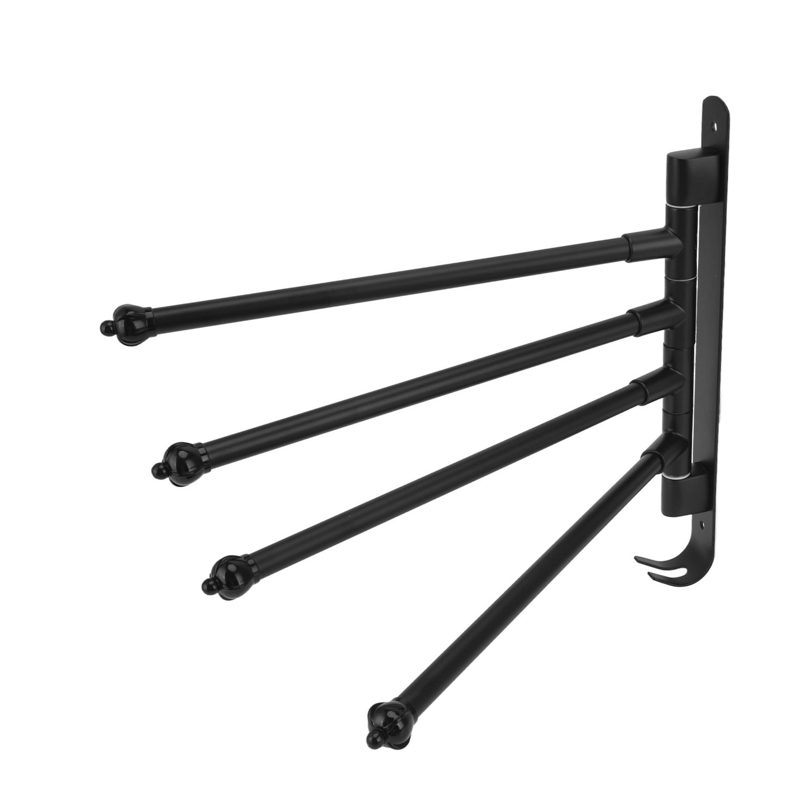 Stainless Steel Swivel Towel Hanger Holder Black Rotating Movable Towel Bar for Bathroom Wardrobe Kitchen4 Arms - Image 7