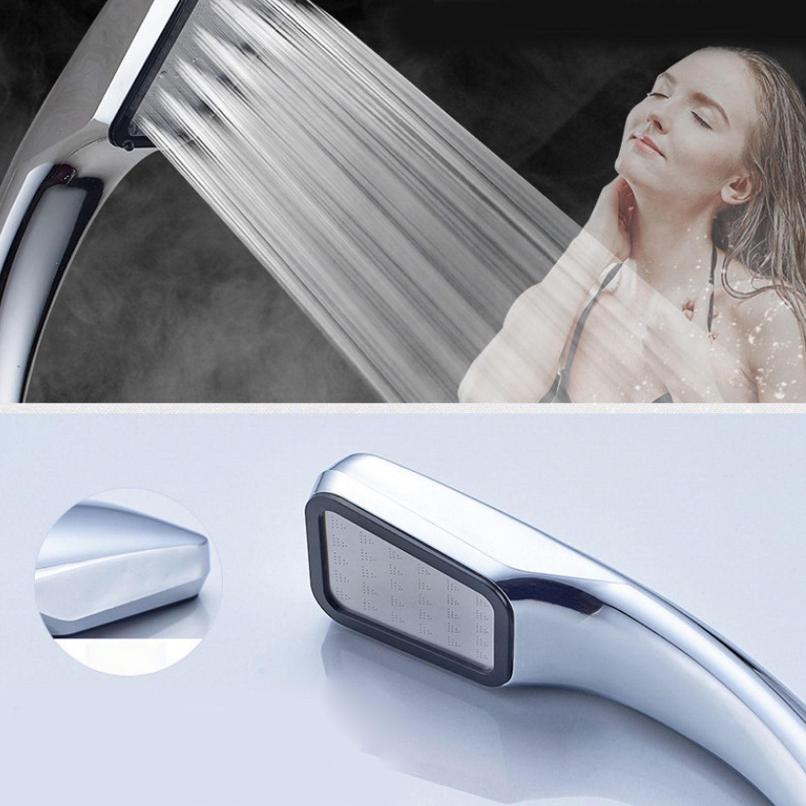 Shower Head 300 Holes Water Saving High Pressure Handheld Rectangular Bathroom Shower Accessories(Shower Head Pipe ) - Image 3