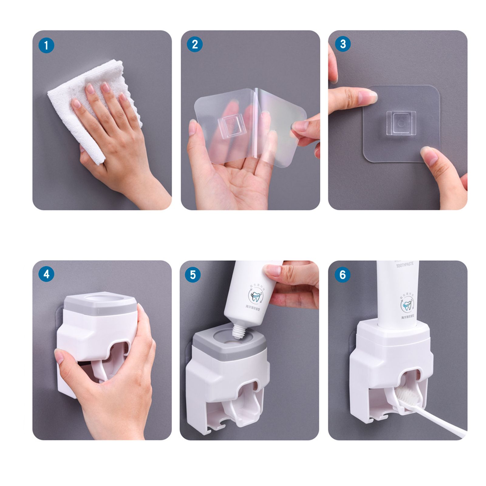 Automatic Toothpaste Dispenser Squeezer with Toothbrush Holder Wall Mounted for Bathroom Adults KidsGrey - Image 6