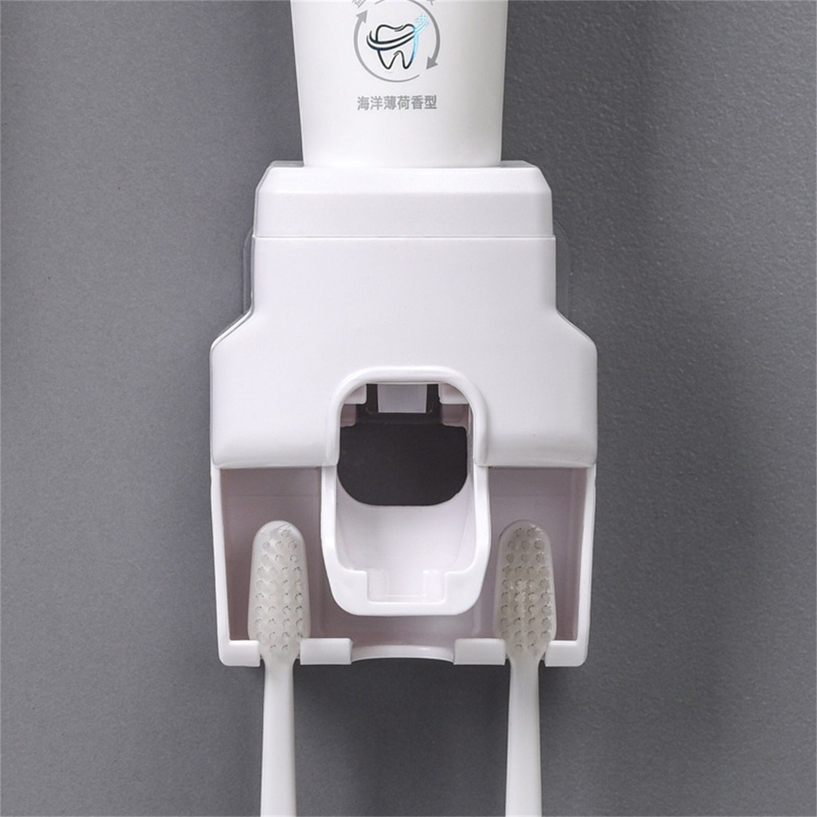 Automatic Toothpaste Dispenser Squeezer with Toothbrush Holder Wall Mounted for Bathroom Adults KidsWhite - Image 2